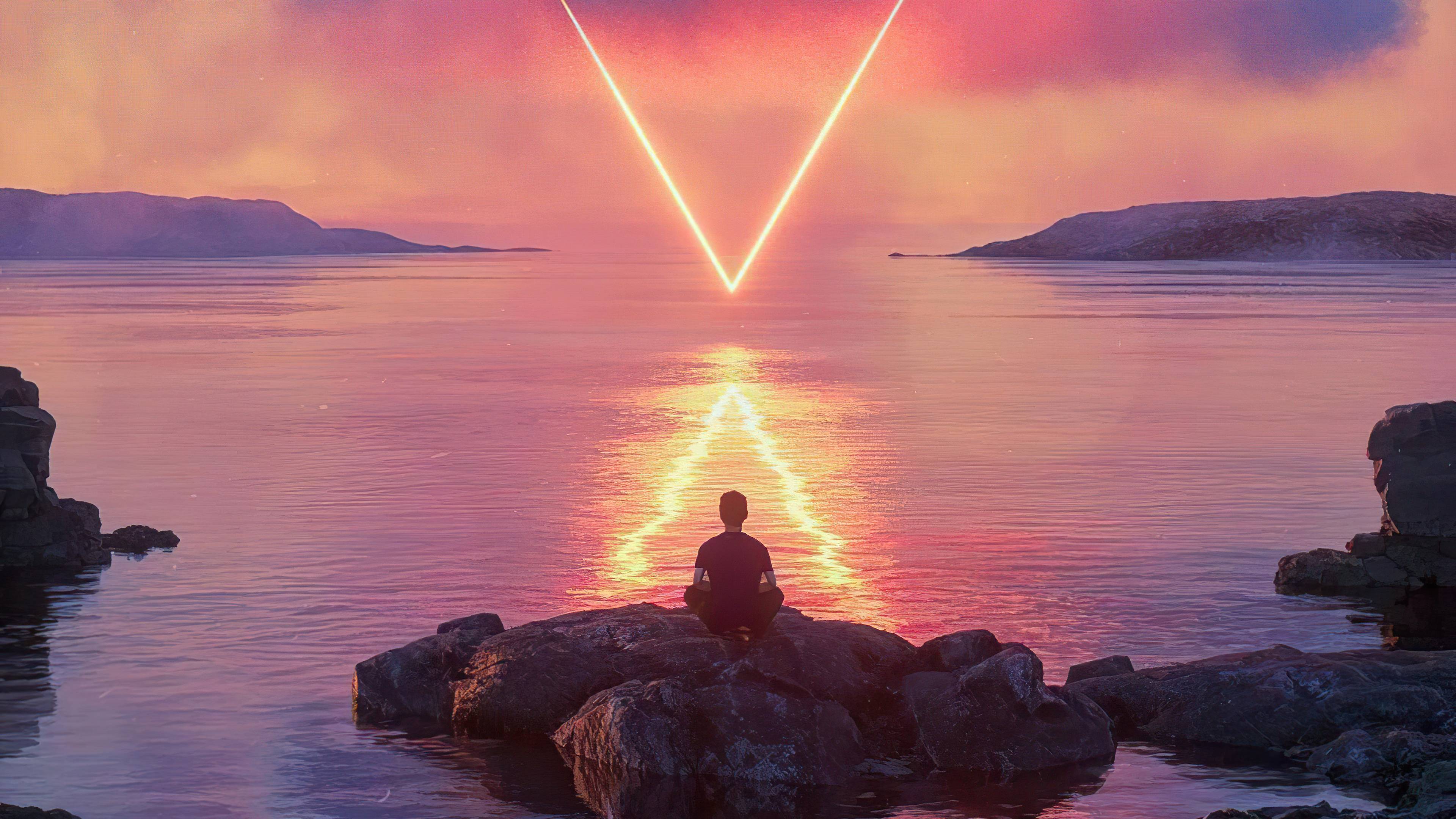 Ragazzo in meditazione triangolo luminoso, 3840x2160 4K Ultra HD, Monitor 4K