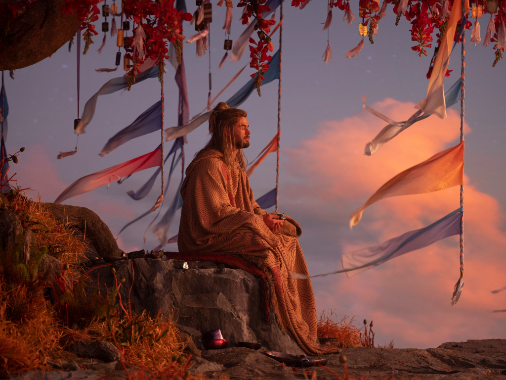 Thor meditazione seduto roccia, 1024x768 HD, Laptop