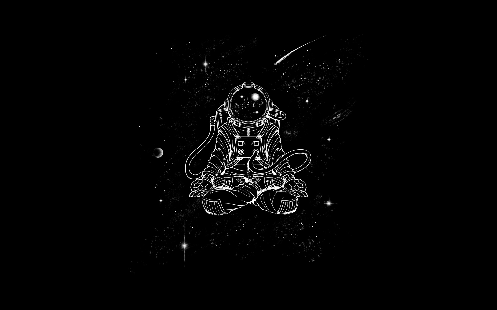 Astronauta in meditazione, spazio minimal, 1920x1200 WUXGA, Desktop