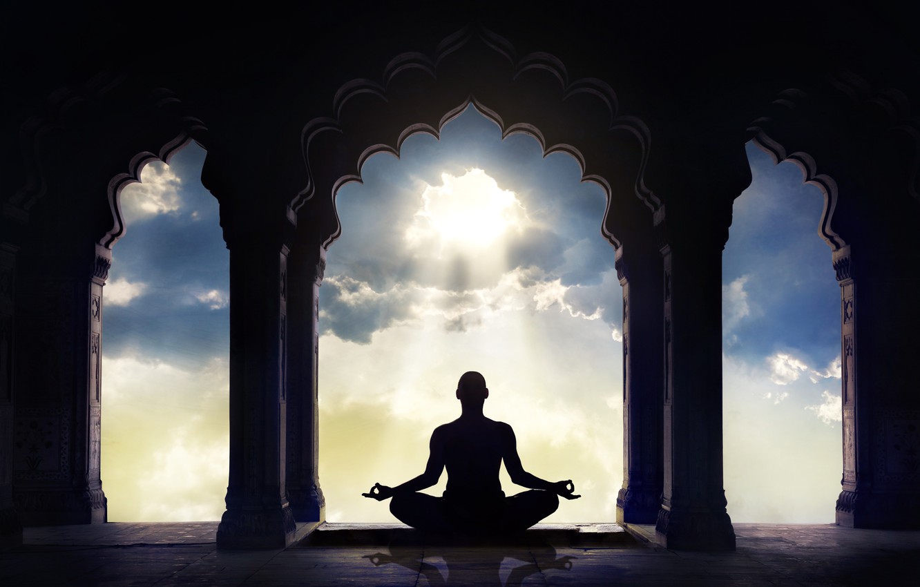 Monaco silhouette meditazione arco, 1332x850 HD, Desktop