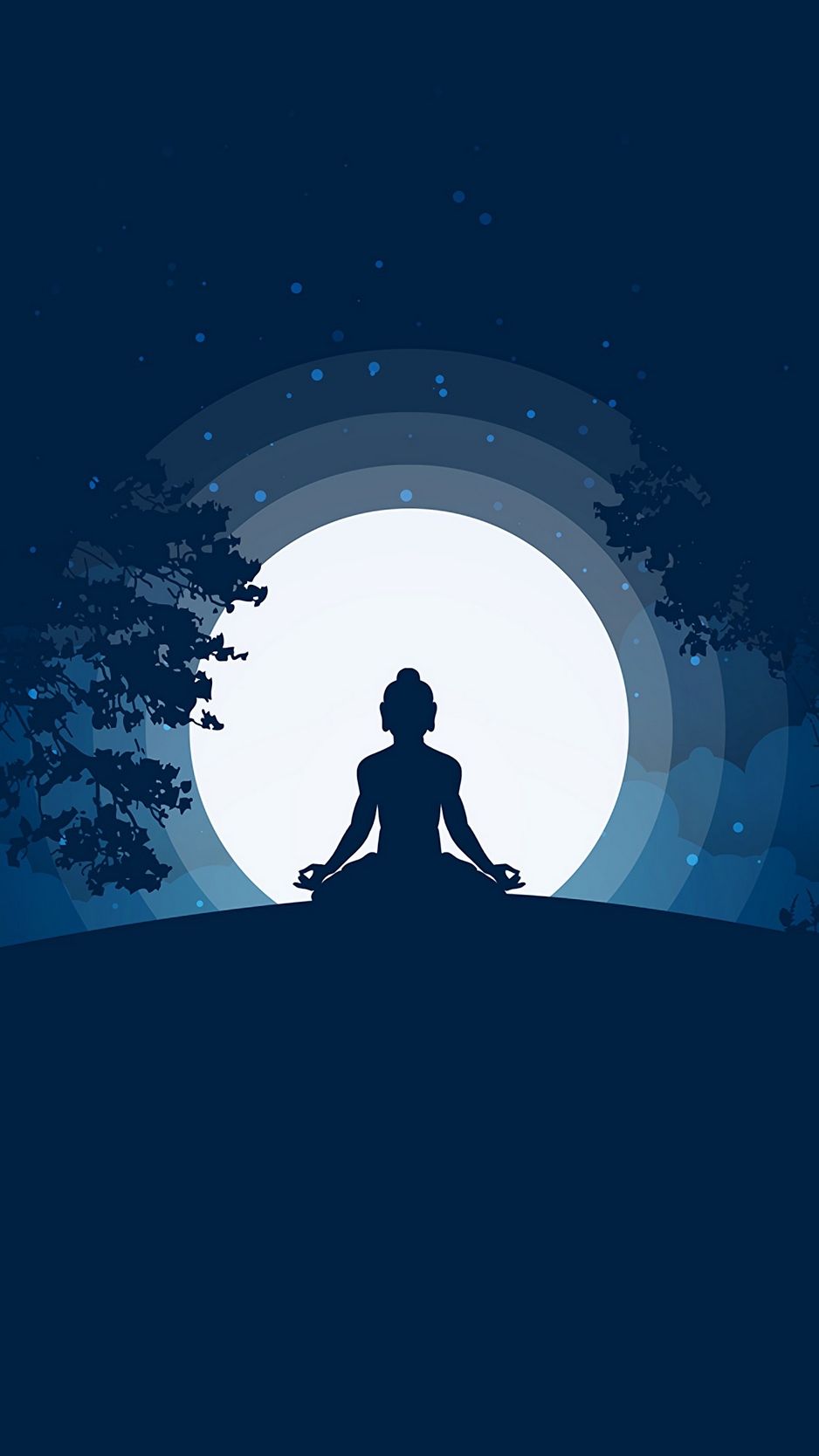 Silhouette Buddha in meditazione, luna, 938x1668 Full HD Verticale, iPhone