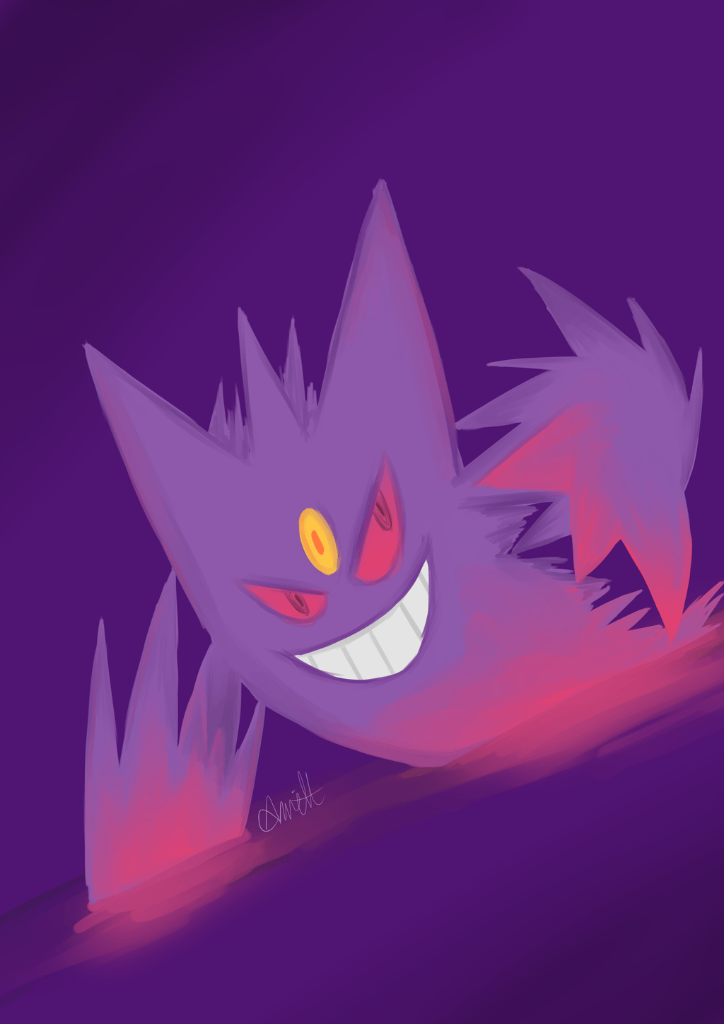 Mega Gengar viola sorridente, Pokémon, 1024x1448 Verticale, Mobile