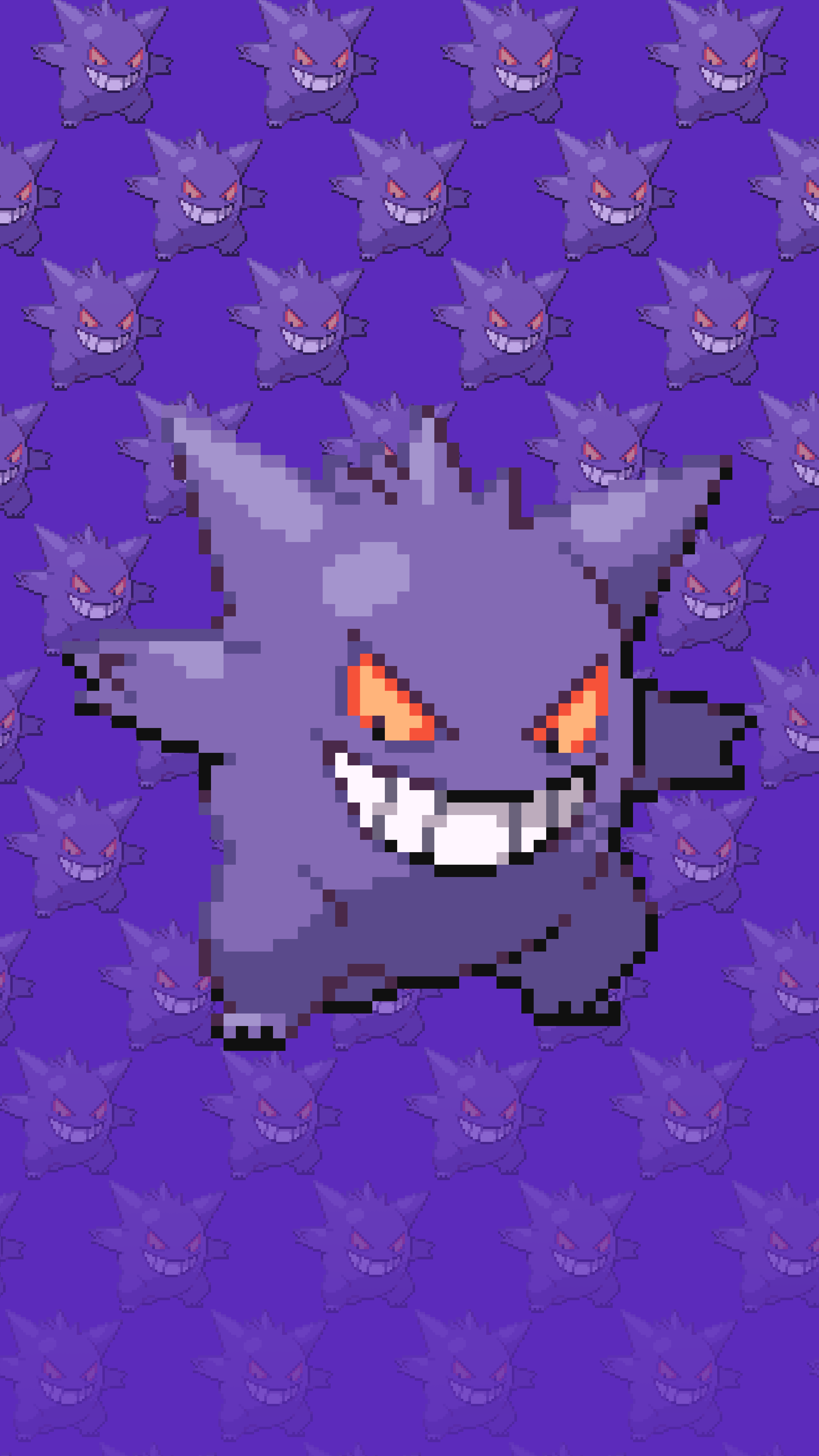 Gengar viola sfondo pattern, 4320x7680 Verticale, Telefono