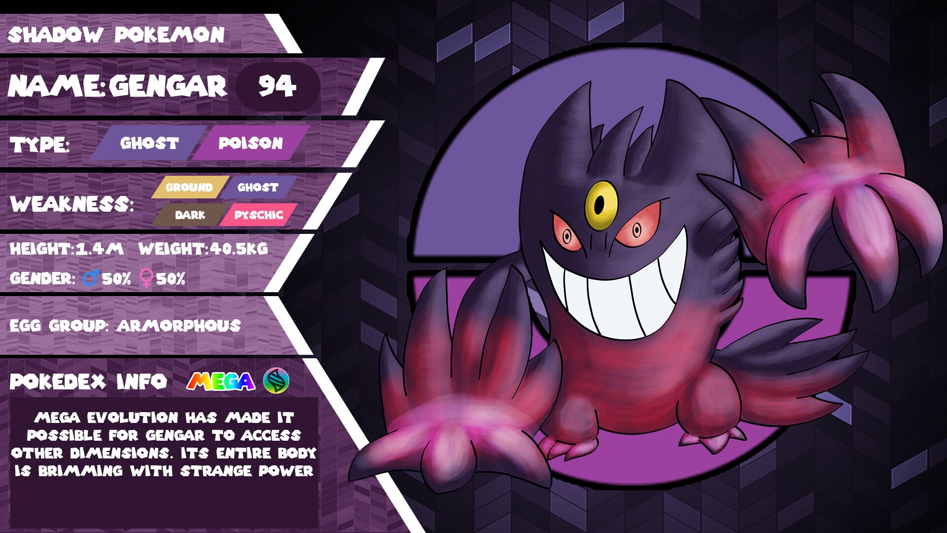 Mega Gengar Pokedex, 1920x1080 1080p, Desktop