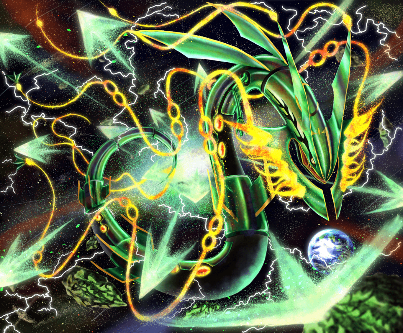 Mega Rayquaza nello spazio, 1366x1129 720p, Laptop