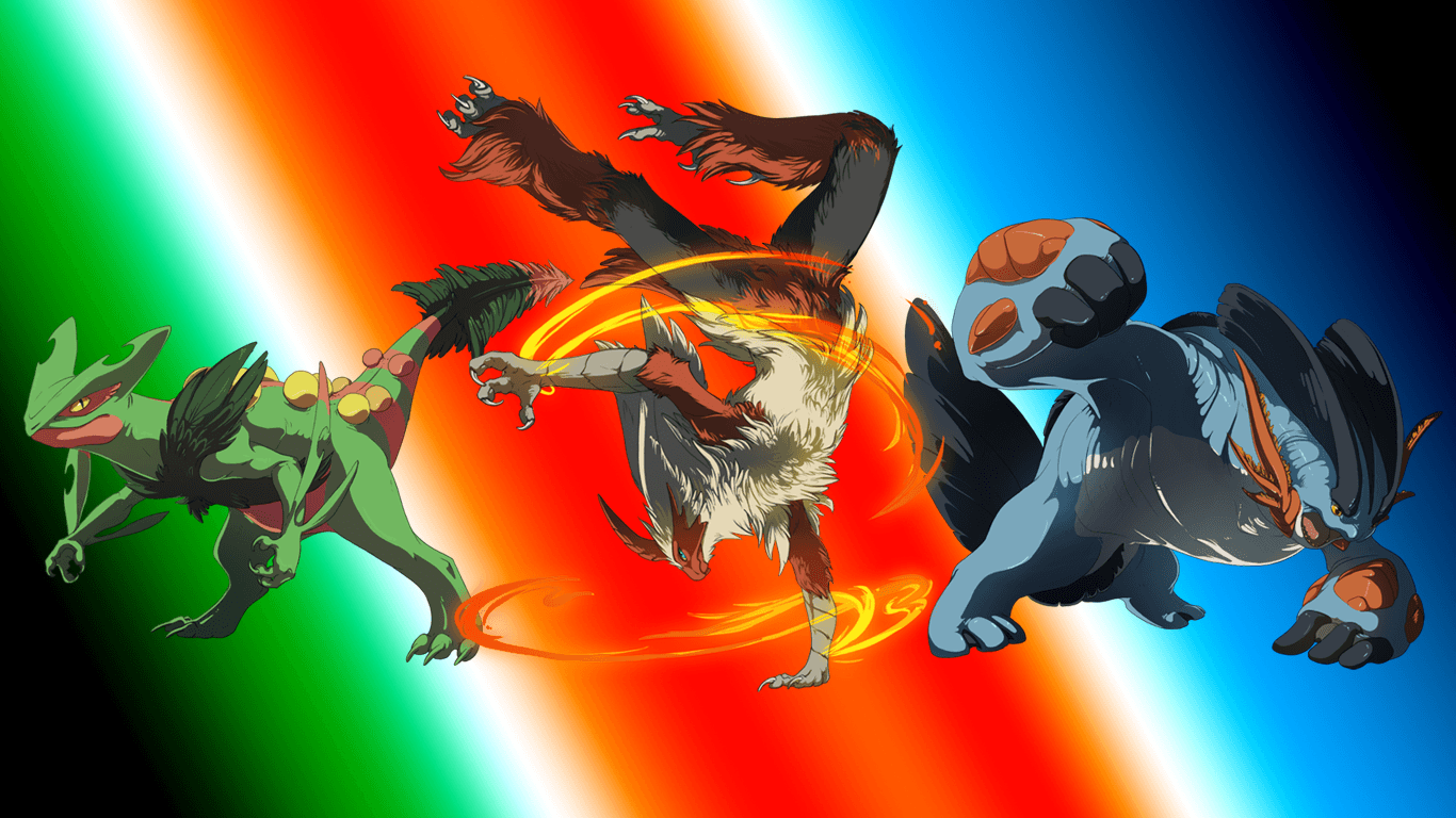 Mega Sceptile Blaziken Swampert Pokémon, 1366x768 HD, Desktop