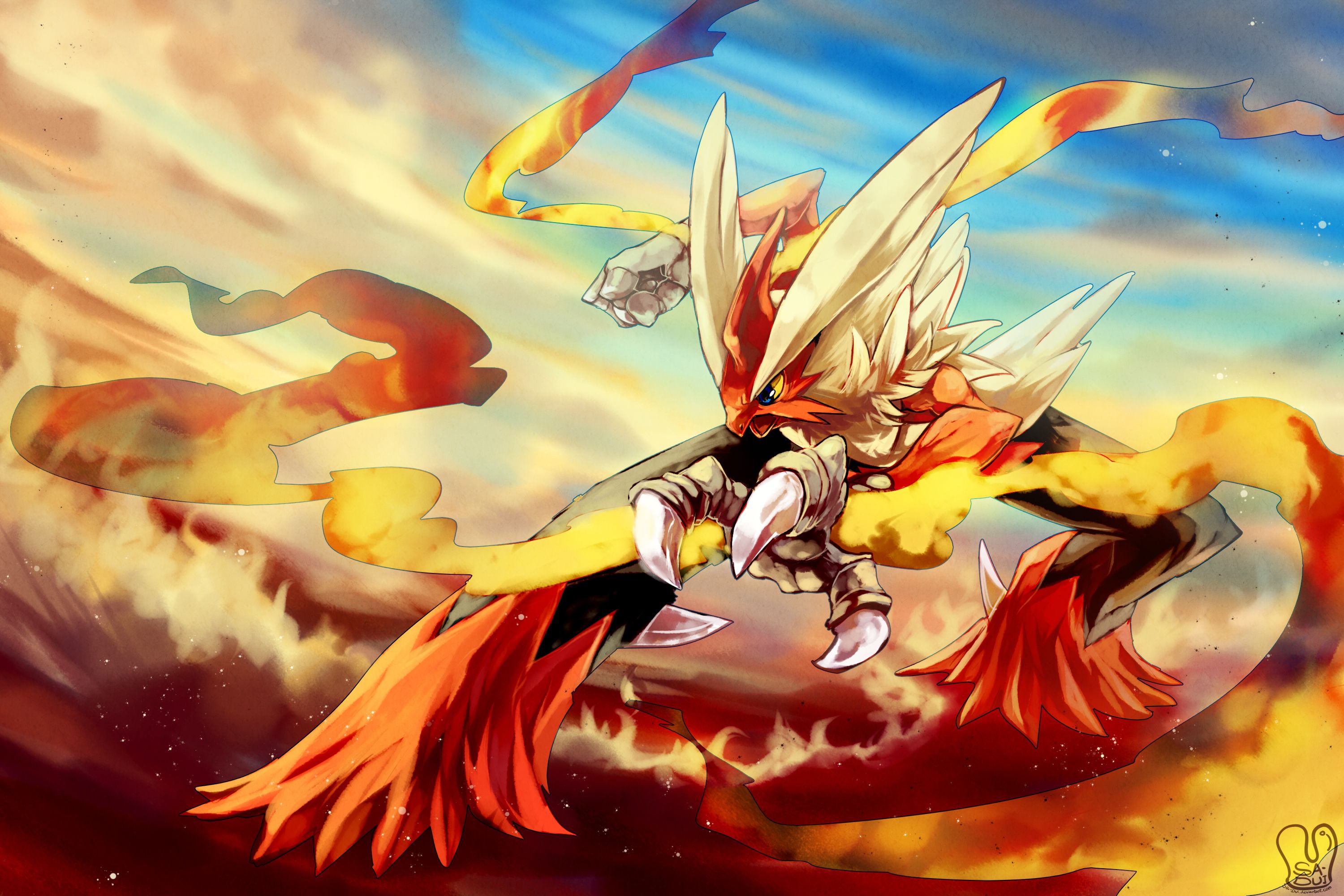 Mega Blaziken Pokémon volante, 3000x2000 2K+, Laptop