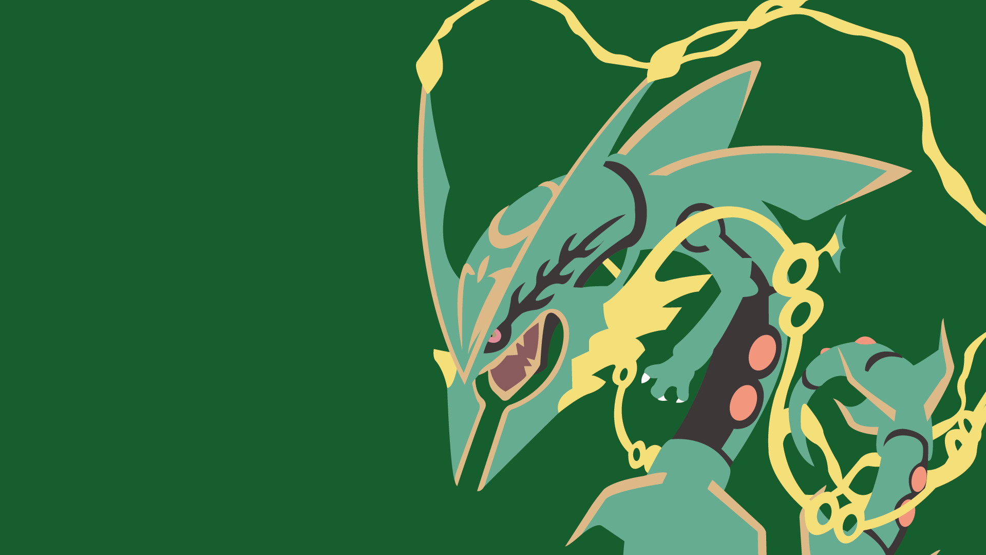 Mega Rayquaza minimalista verde, 1920x1080 Full HD 1080p, Desktop