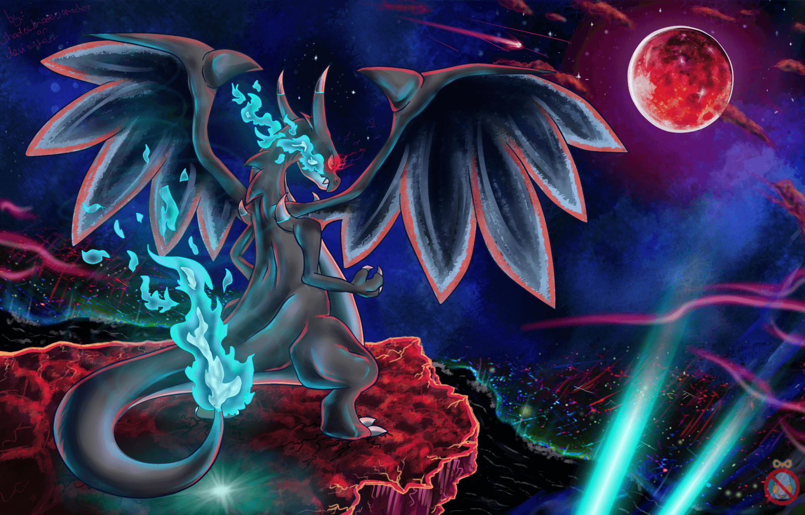 Mega Charizard X notturno, 1600x1024 HD, ROG Asus Laptop