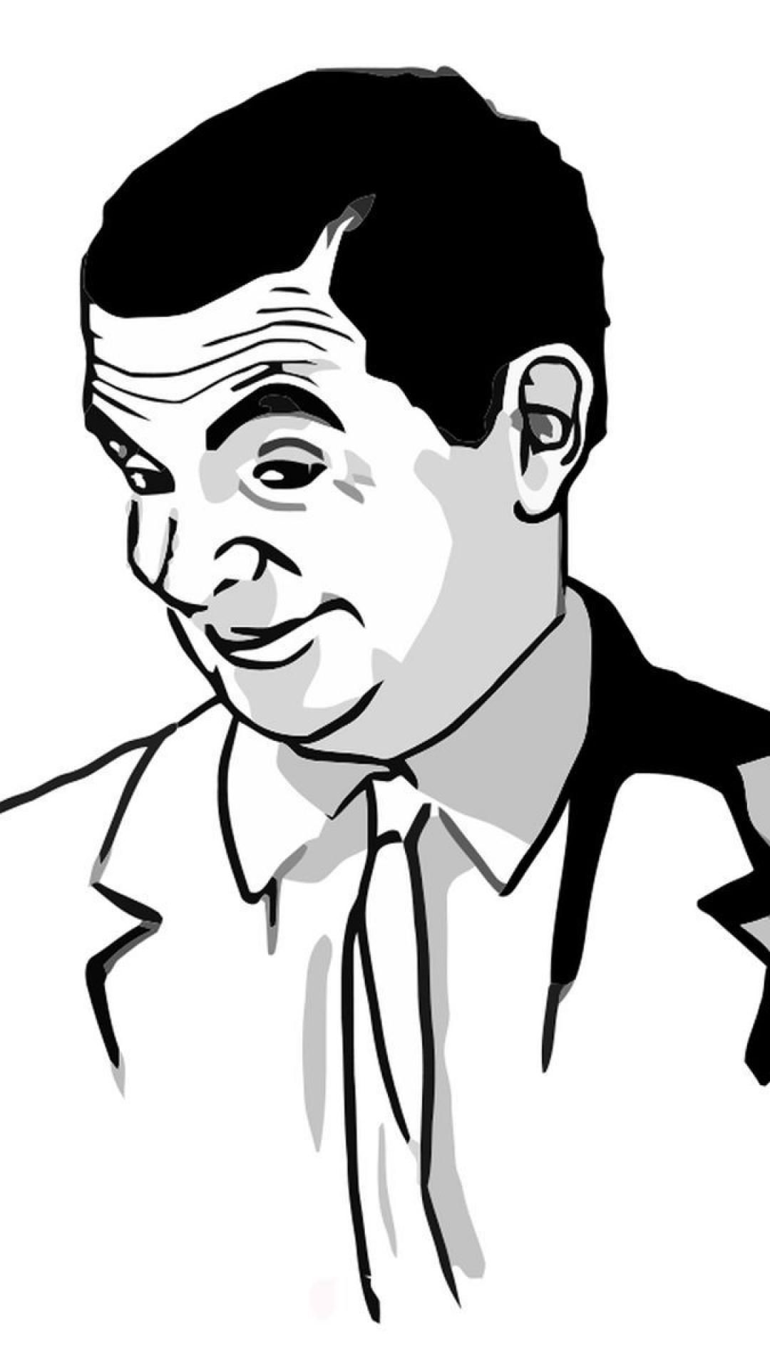 Faccia meme Mr Bean bianco/nero, 1080x1920 Full HD Verticale, Smartphone