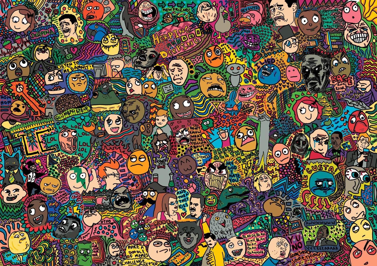 Collage colorato facce meme disegnate, 1548x1094 HD, Desktop