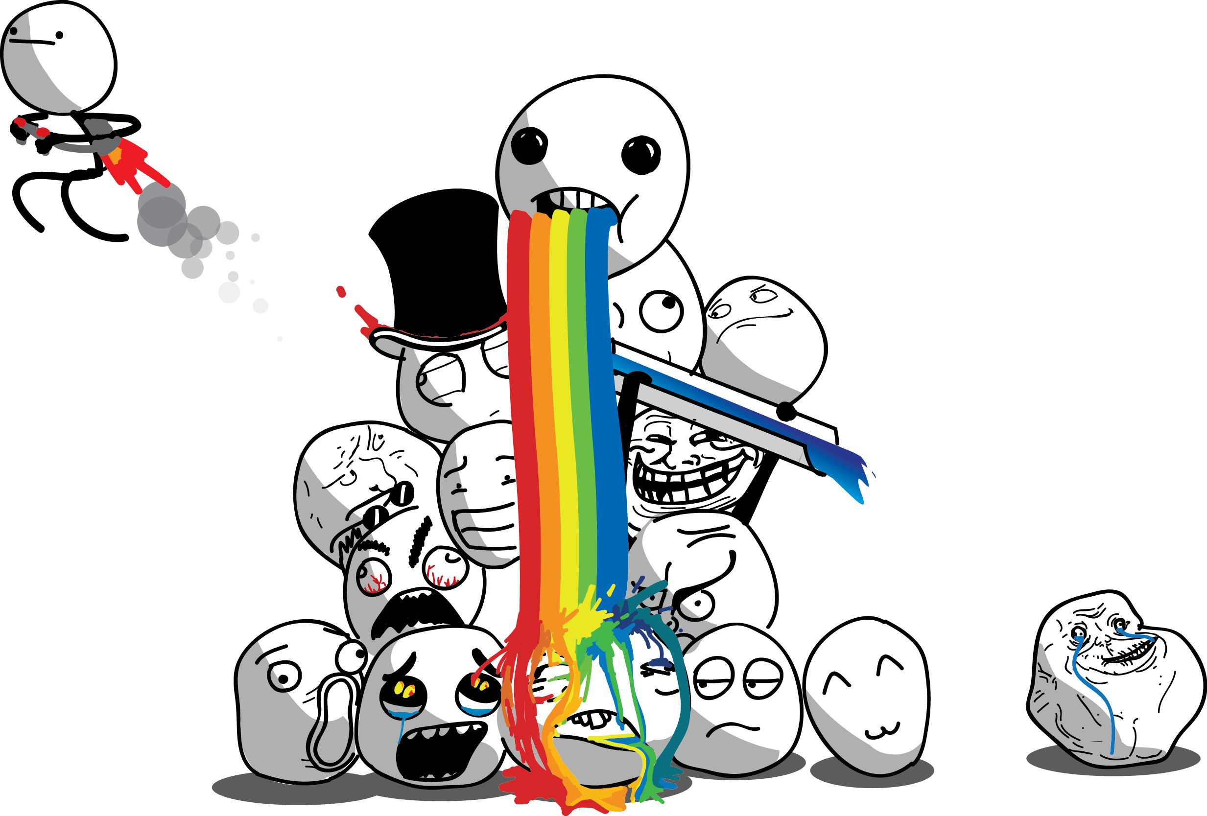 Meme faces con arcobaleno, 2465x1667 Hi-Res, iMac