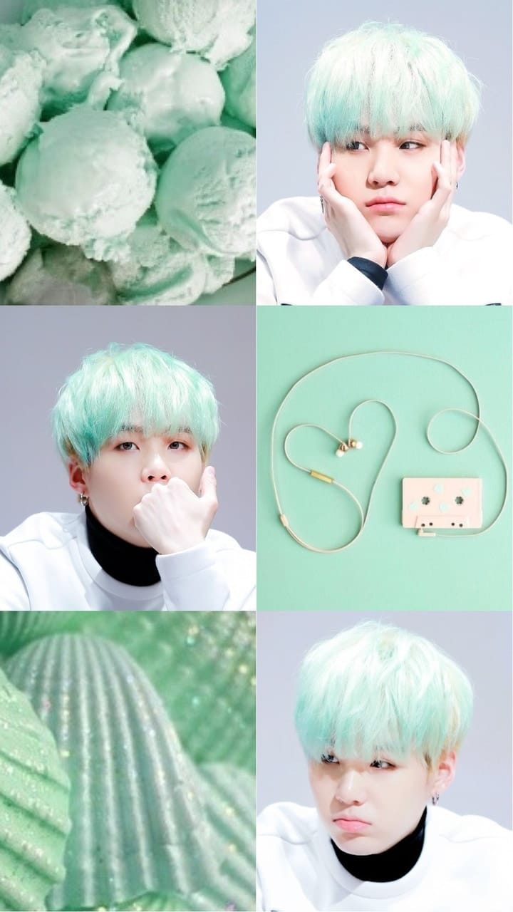 BTS Suga collage estetico menta, 720x1280 Full HD Verticale, iPhone