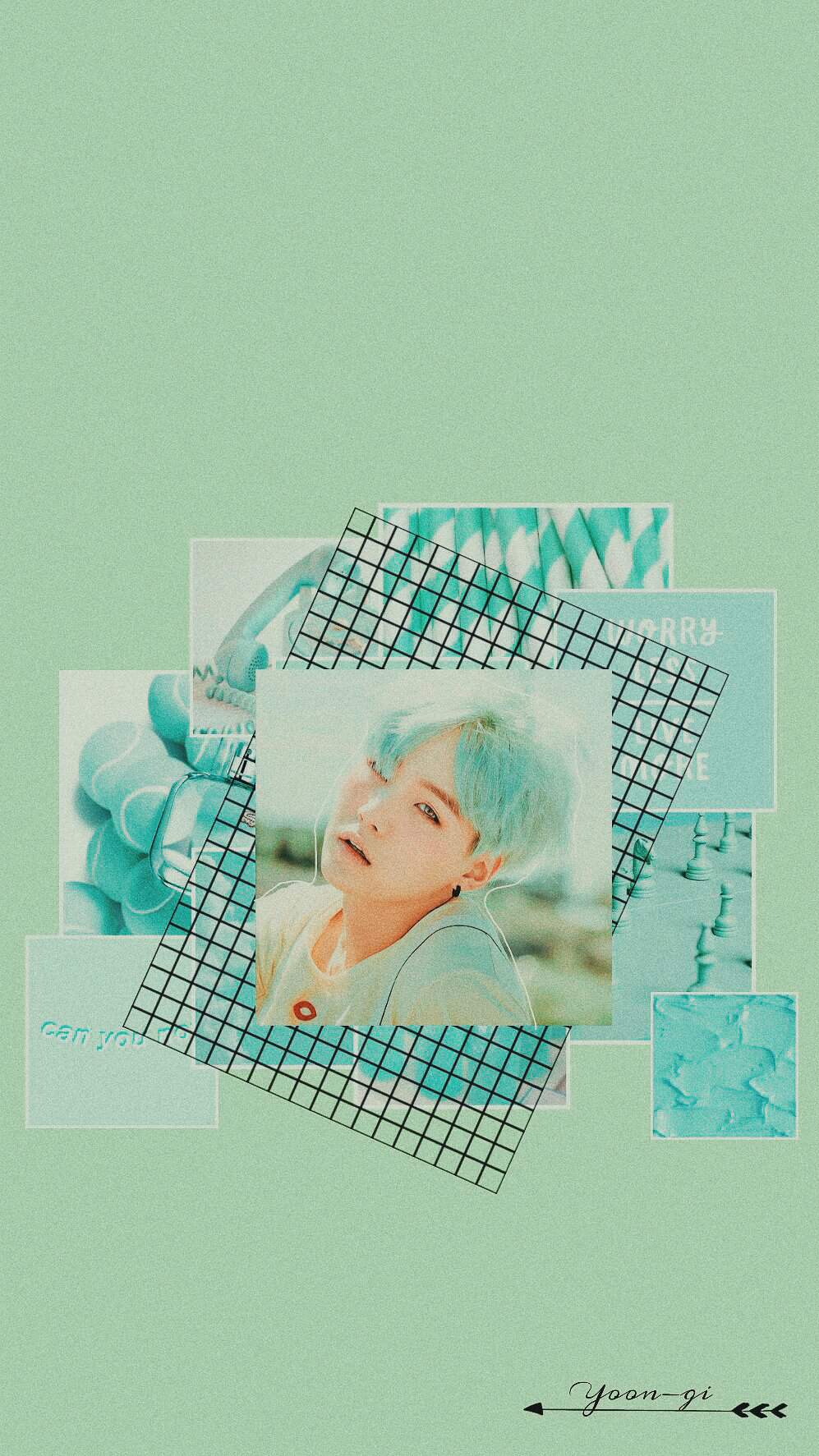 Yoongi collage estetico menta, 997x1773 Verticale, Mobile