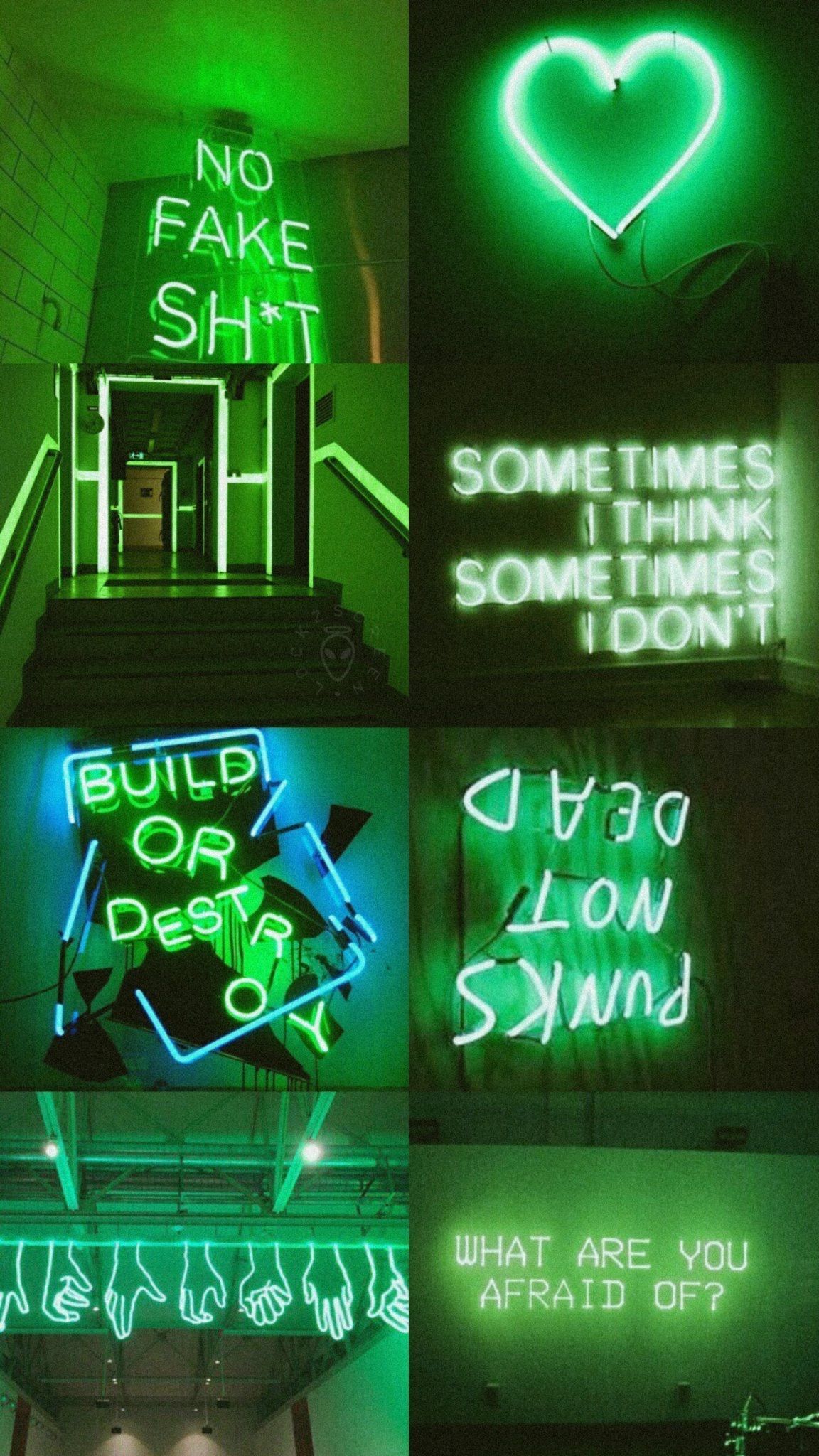 Collage neon verde estetico, 1152x2048 Full HD Verticale, Smartphone