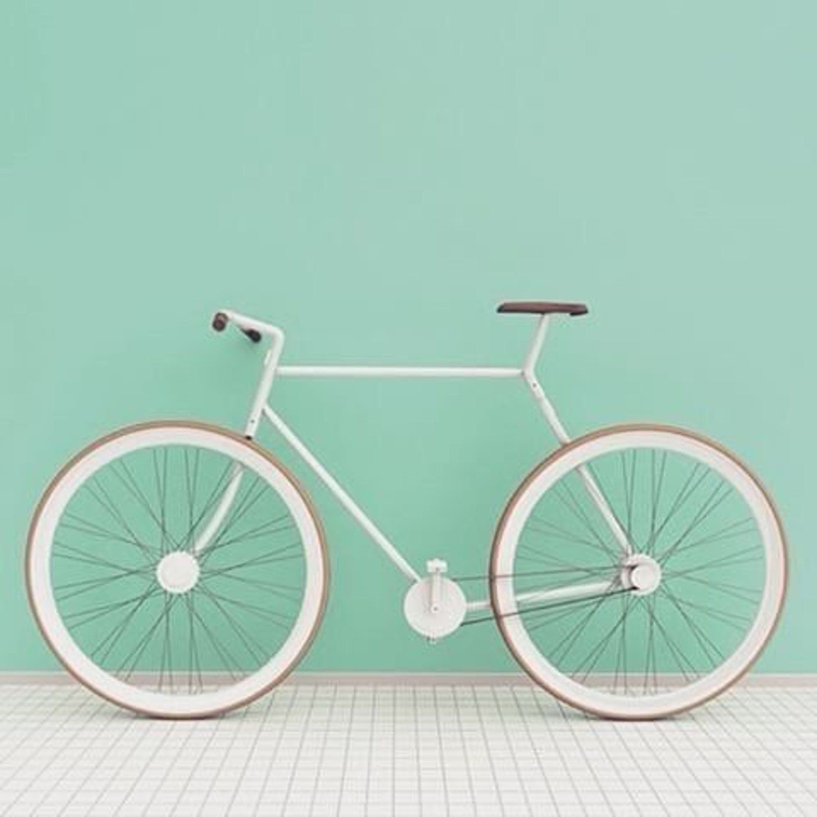 Bicicletta bianca sfondo menta, 1600x1600 900p, Desktop