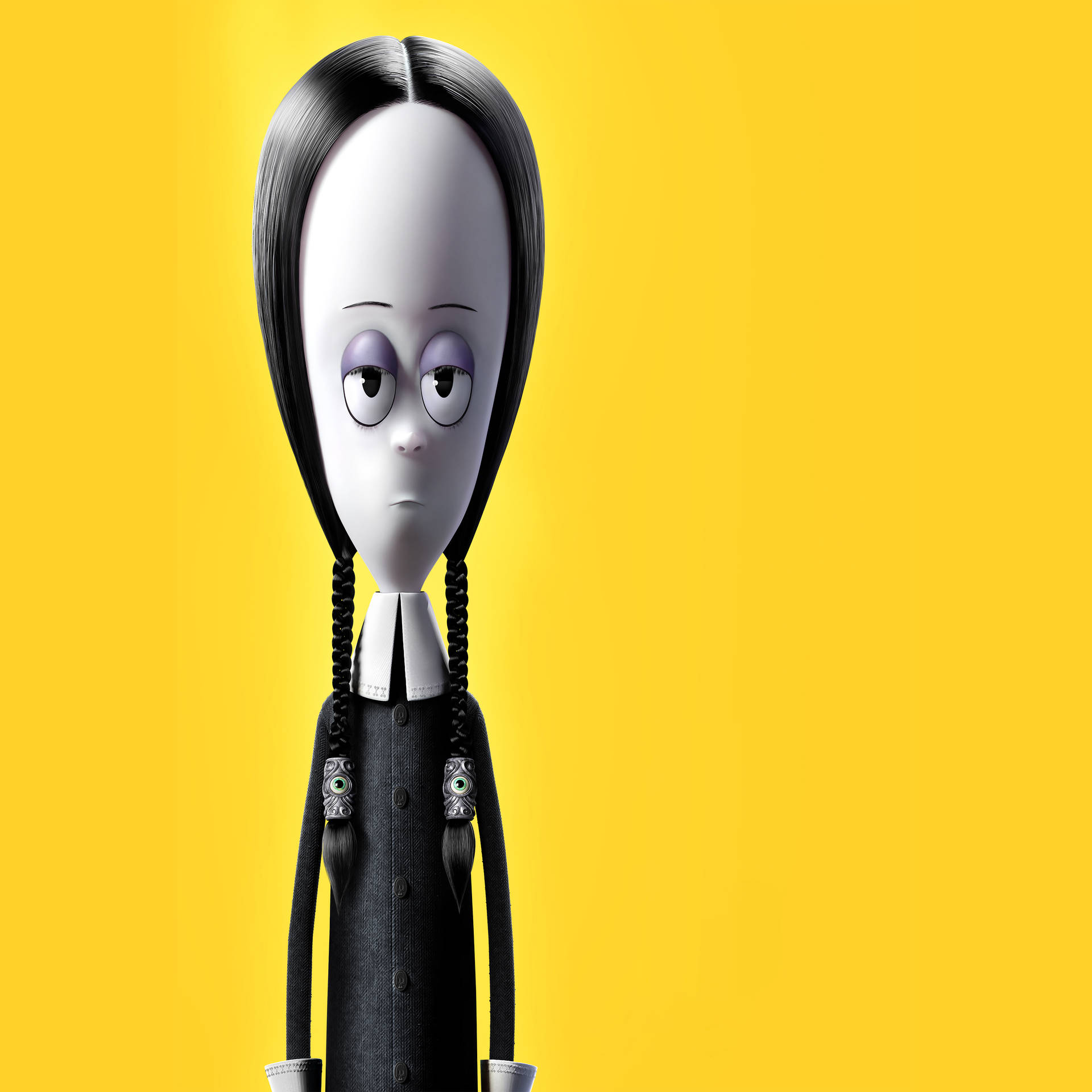 Mercoledì Addams animata sfondo giallo, 1920x1920 Full HD+, Desktop