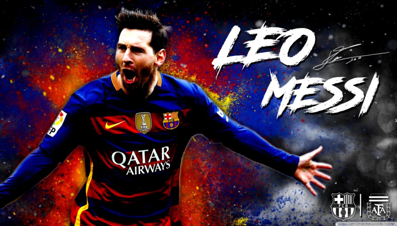 Leo Messi Barcellona esultanza, Lionel Messi, 1504x855 HD, Desktop