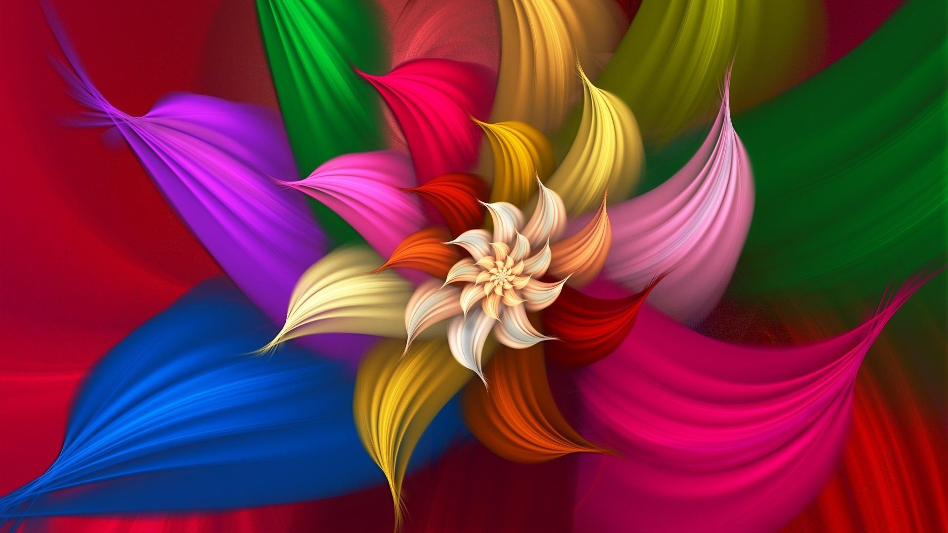 Fiore astratto multicolore digitale, 1920x1080 Full HD, Desktop