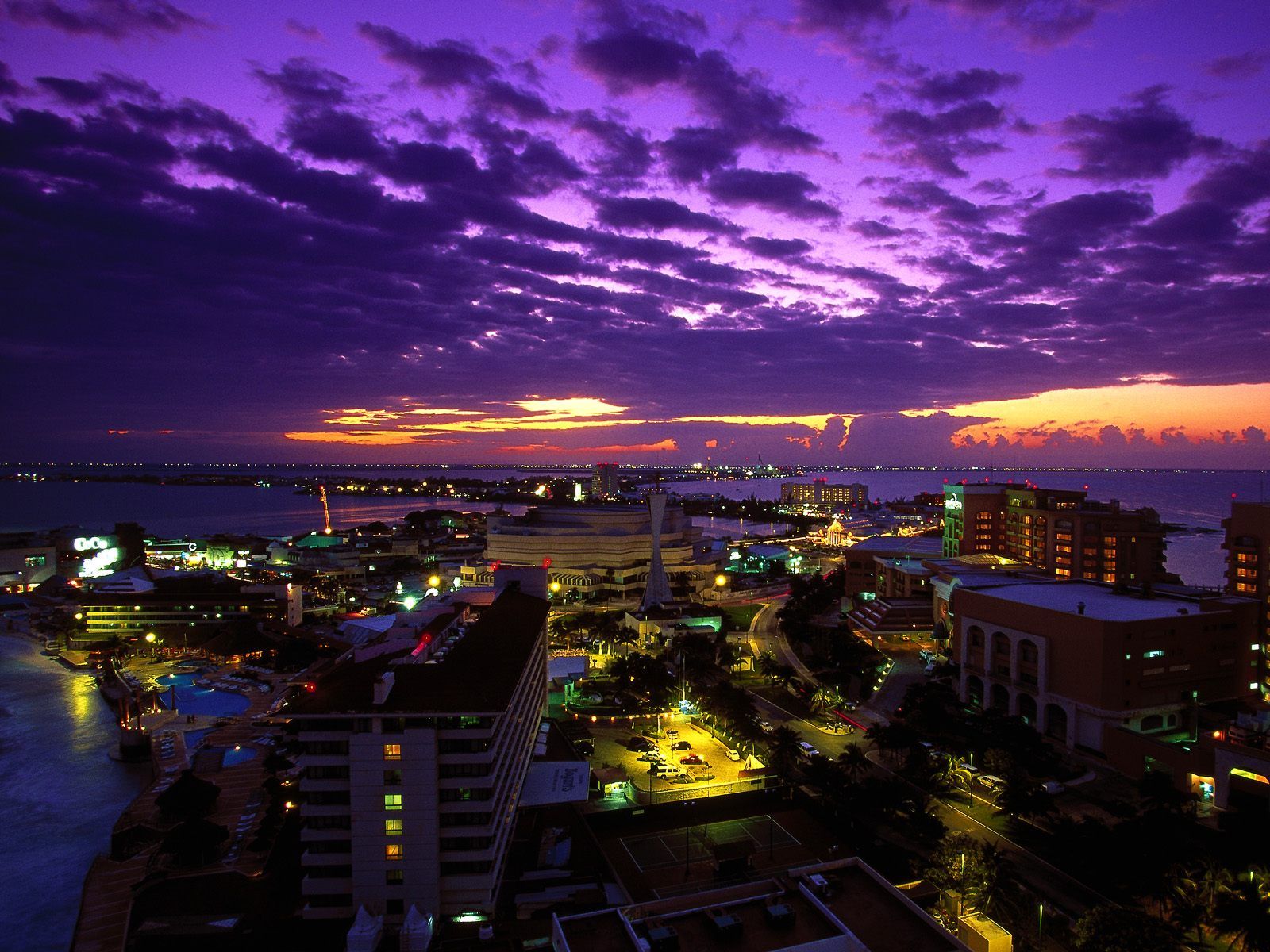 Cancun crepuscolo città costiera, 1600x1200 900p, PC
