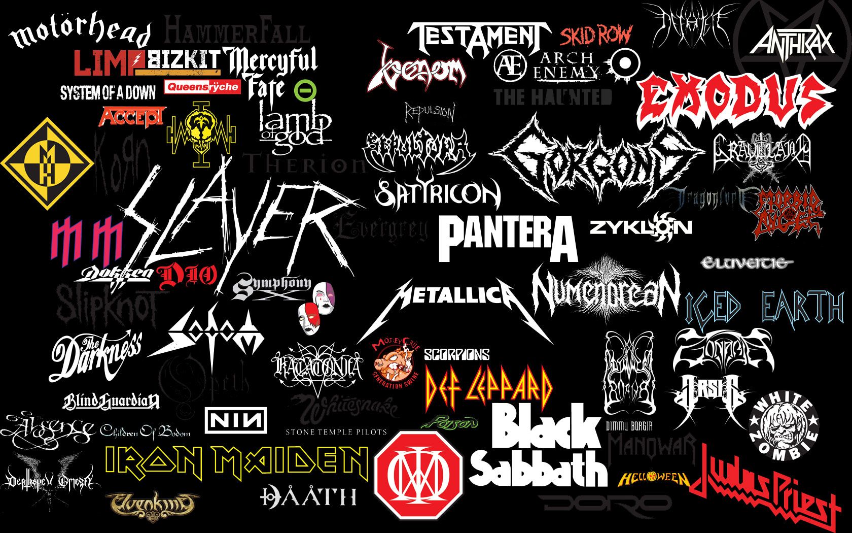 Loghi band heavy metal collage, 1680x1050 900p, HP Laptop