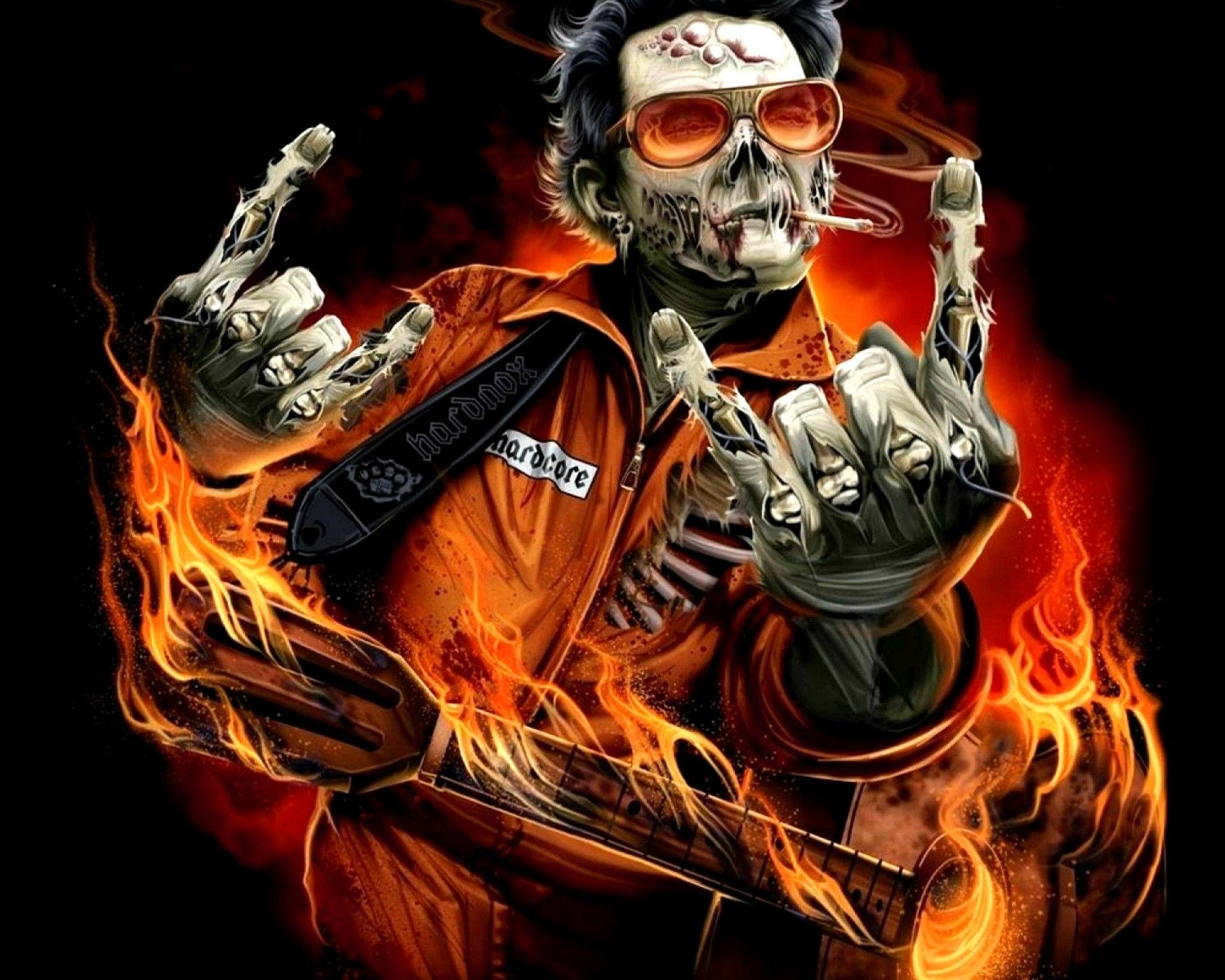 Teschio rocker con fiamme, 1920x1536 Full HD+ WUXGA, PC