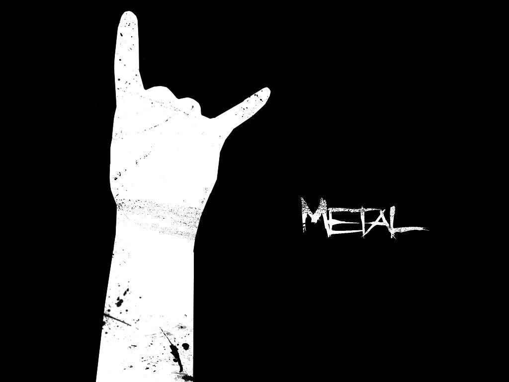 Mano segno corna, scritta Metal, 1024x768 HD, Desktop
