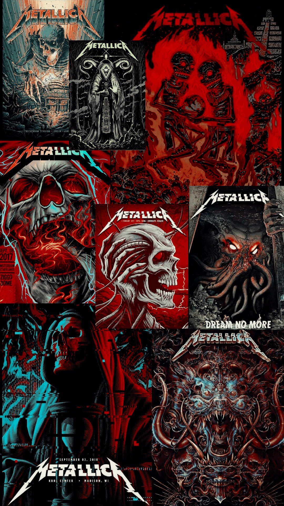 Collage copertine album Metallica, 1080x1920 Full HD Verticale, iPhone