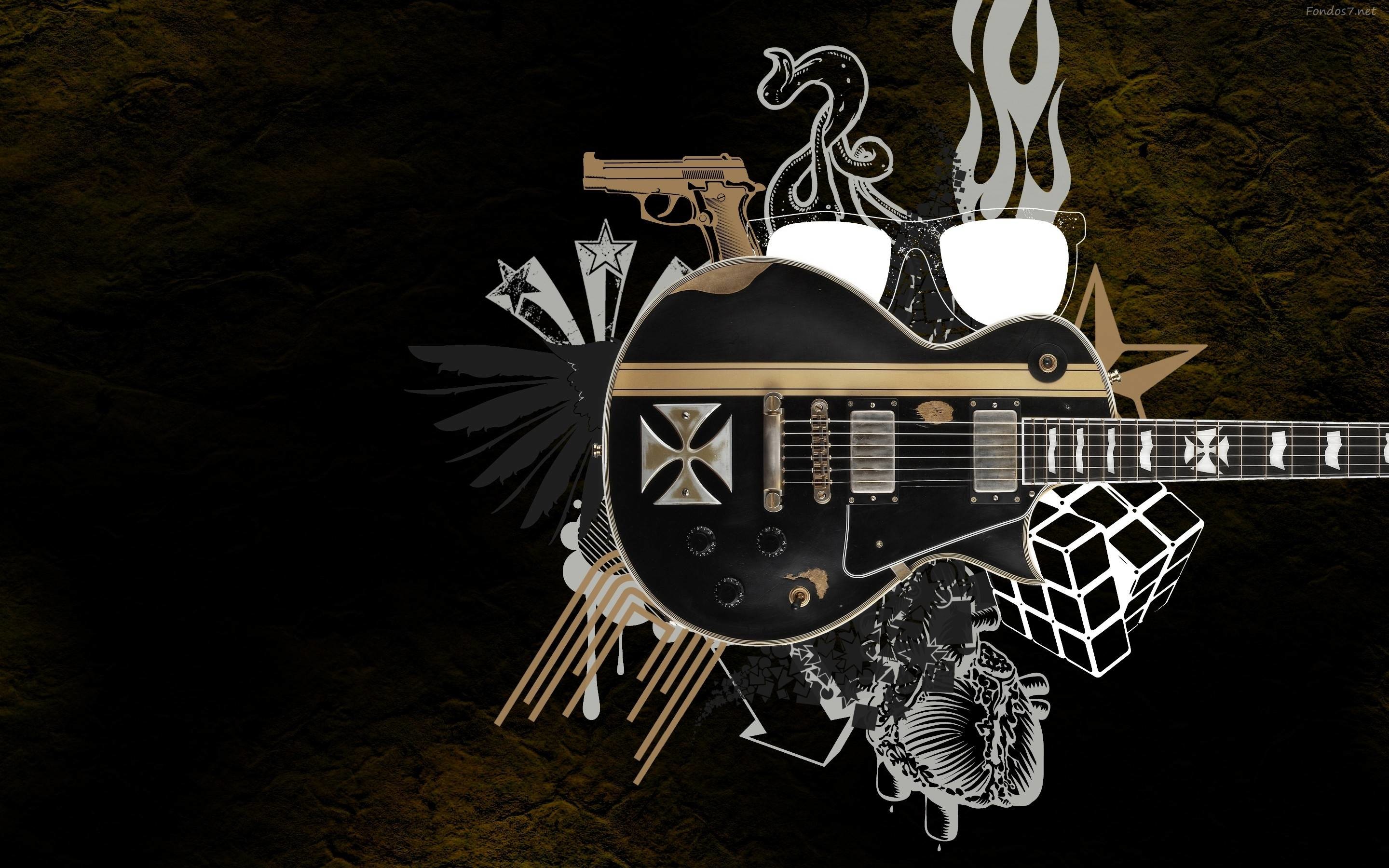 Chitarra nera stemma araldico, 2880x1800 WQXGA, Desktop