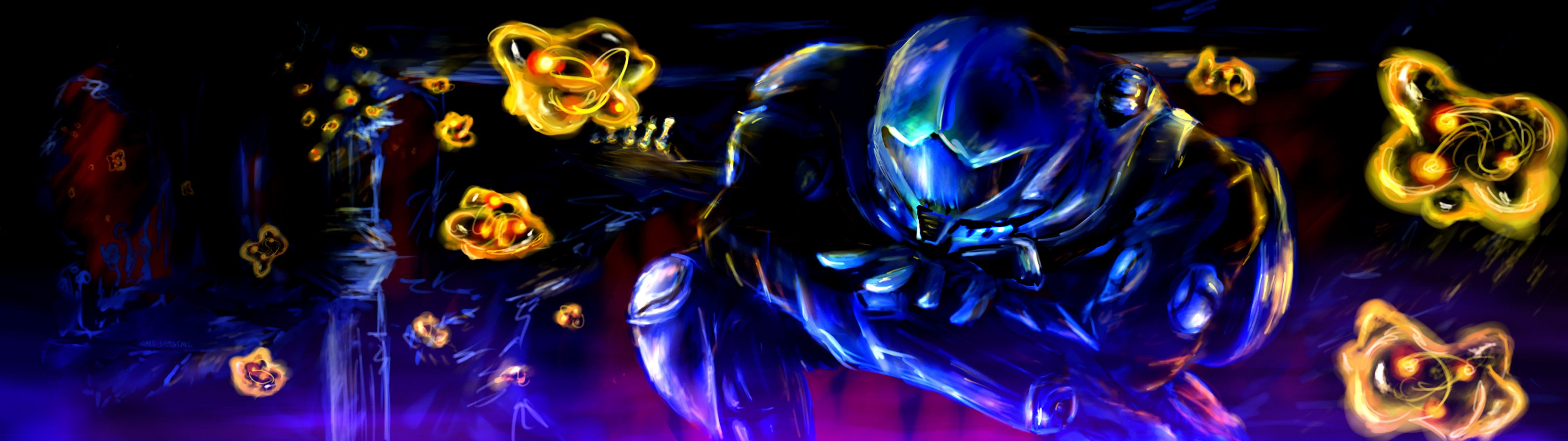 Samus Metroid Fusion, 3834x1080 Panoramico, Dual Screen