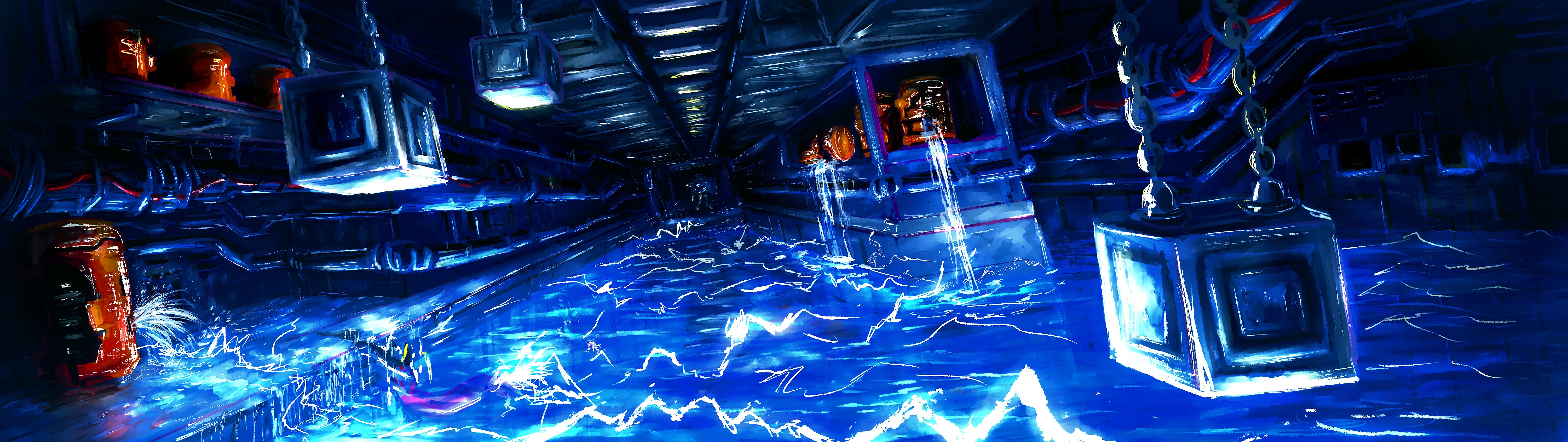 Corridoio blu Metroid Fusion, 6000x1690 21:9, Smart TV 4K