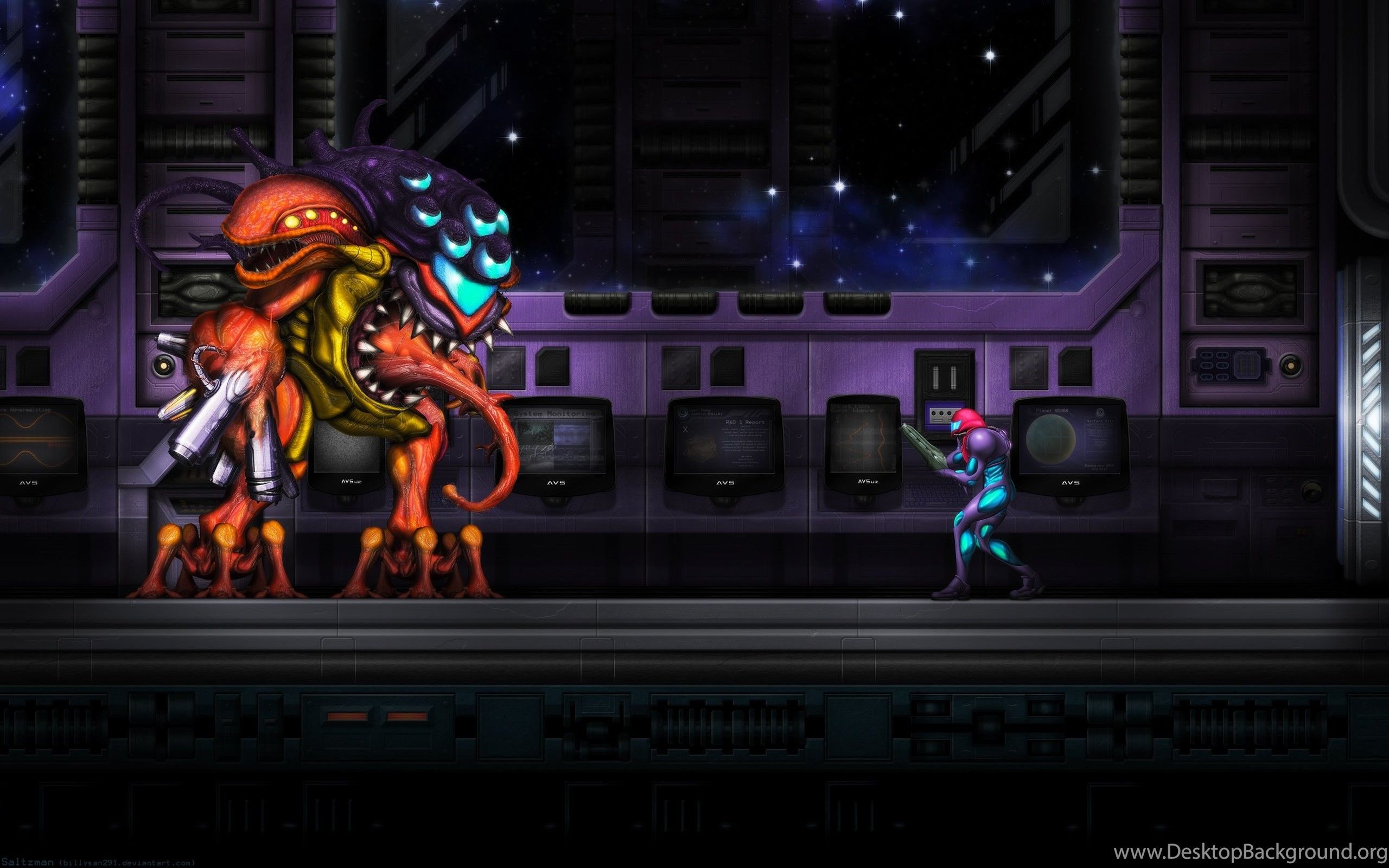 Samus Aran contro alieni Metroid, 2560x1600 2K, Desktop