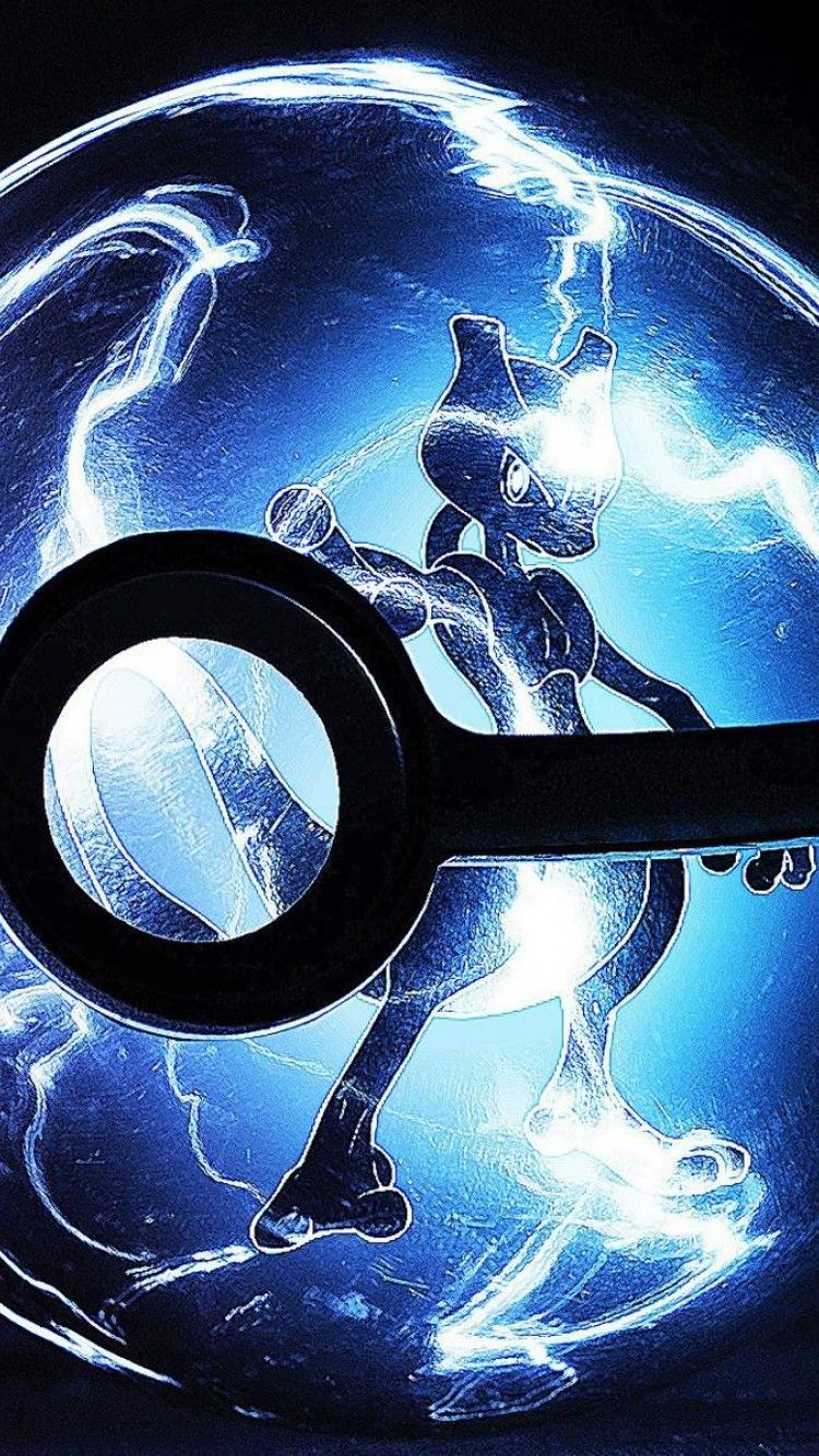 Mewtwo pokeball elettricità blu, 750x1334 Verticale, iPhone Pro Max