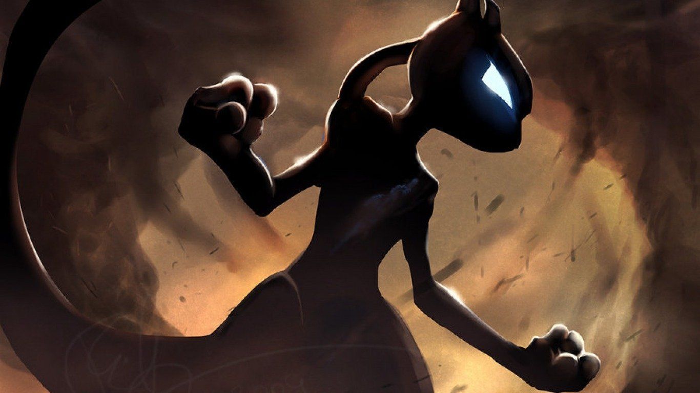 Mewtwo Pokémon viola fluttuante, 2000x1175 2K, PC Desktop