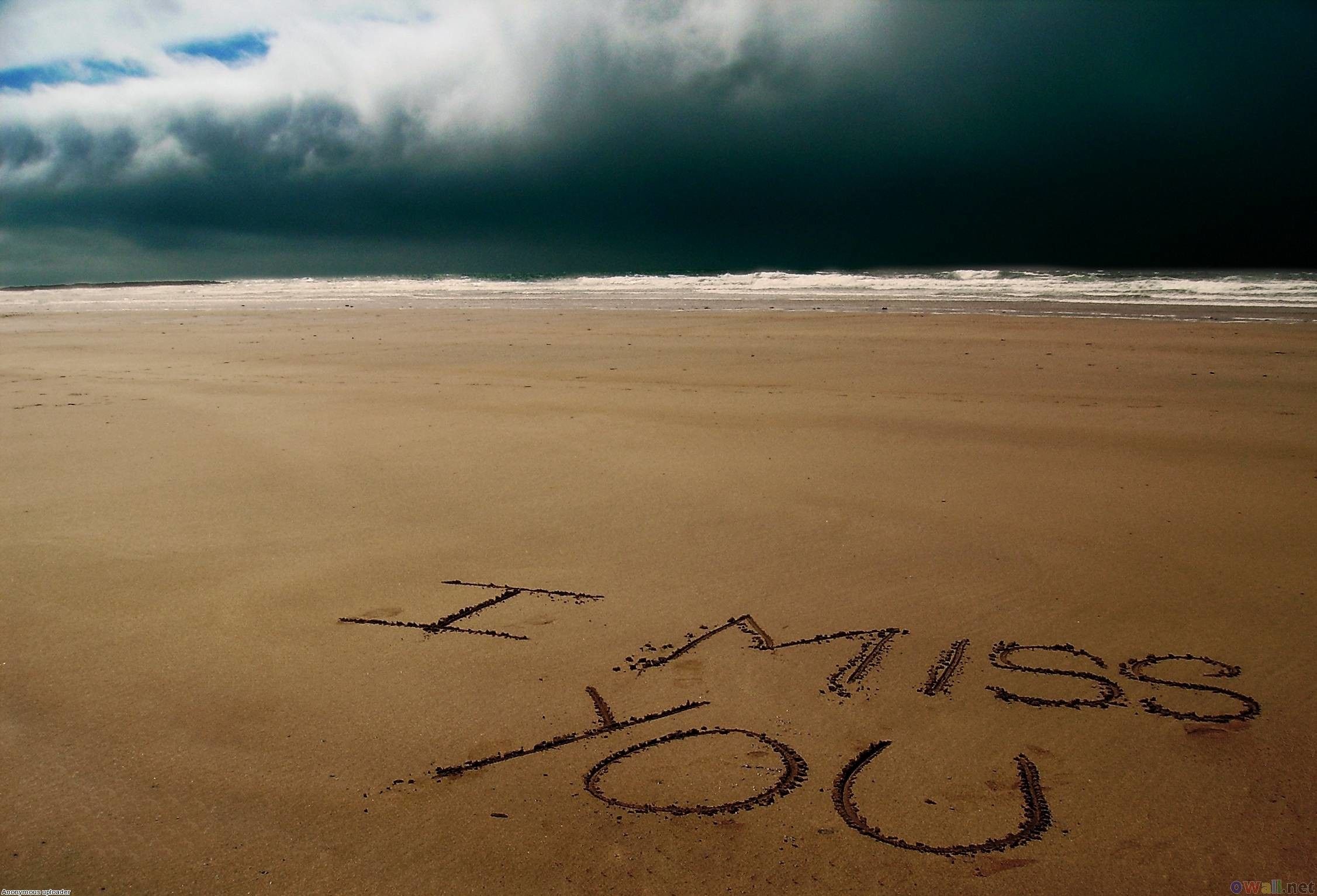 Scritta I Miss You spiaggia, 2253x1533 2K, Laptop