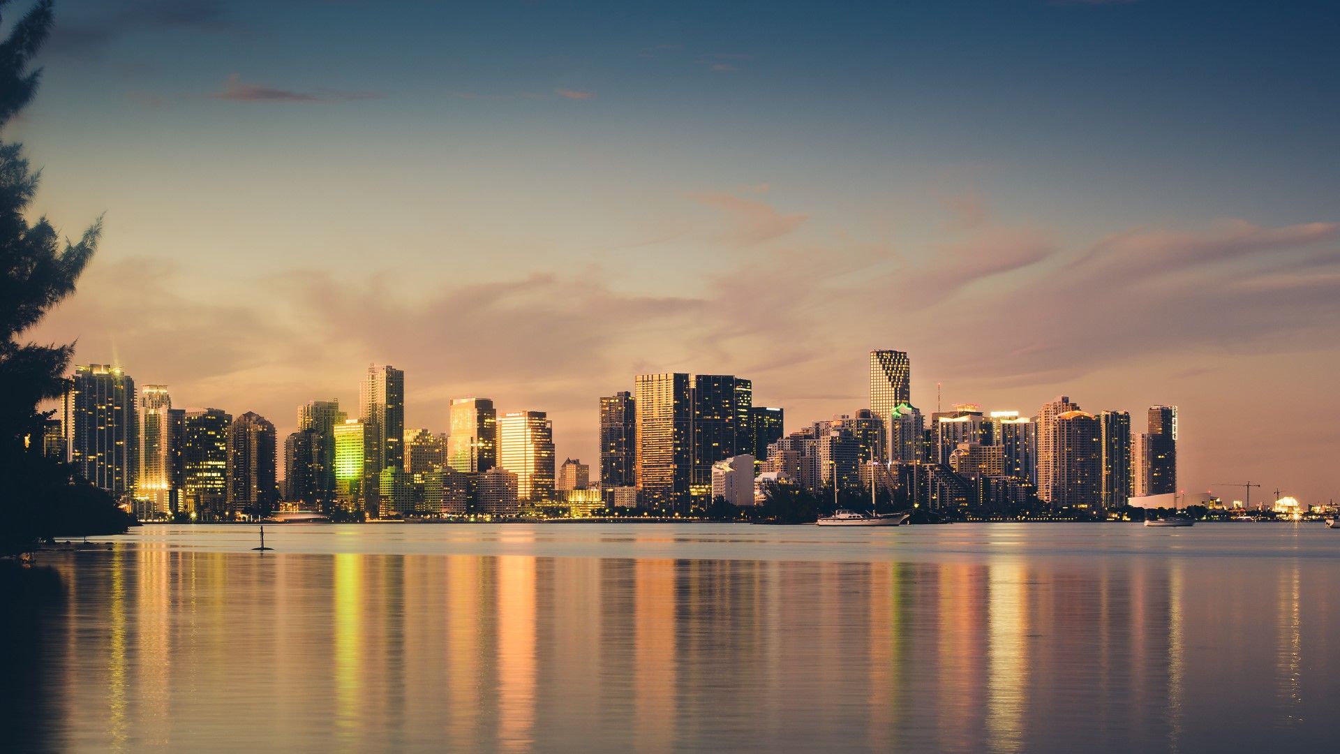 Skyline di Miami al tramonto, 1920x1080 Full HD, Laptop