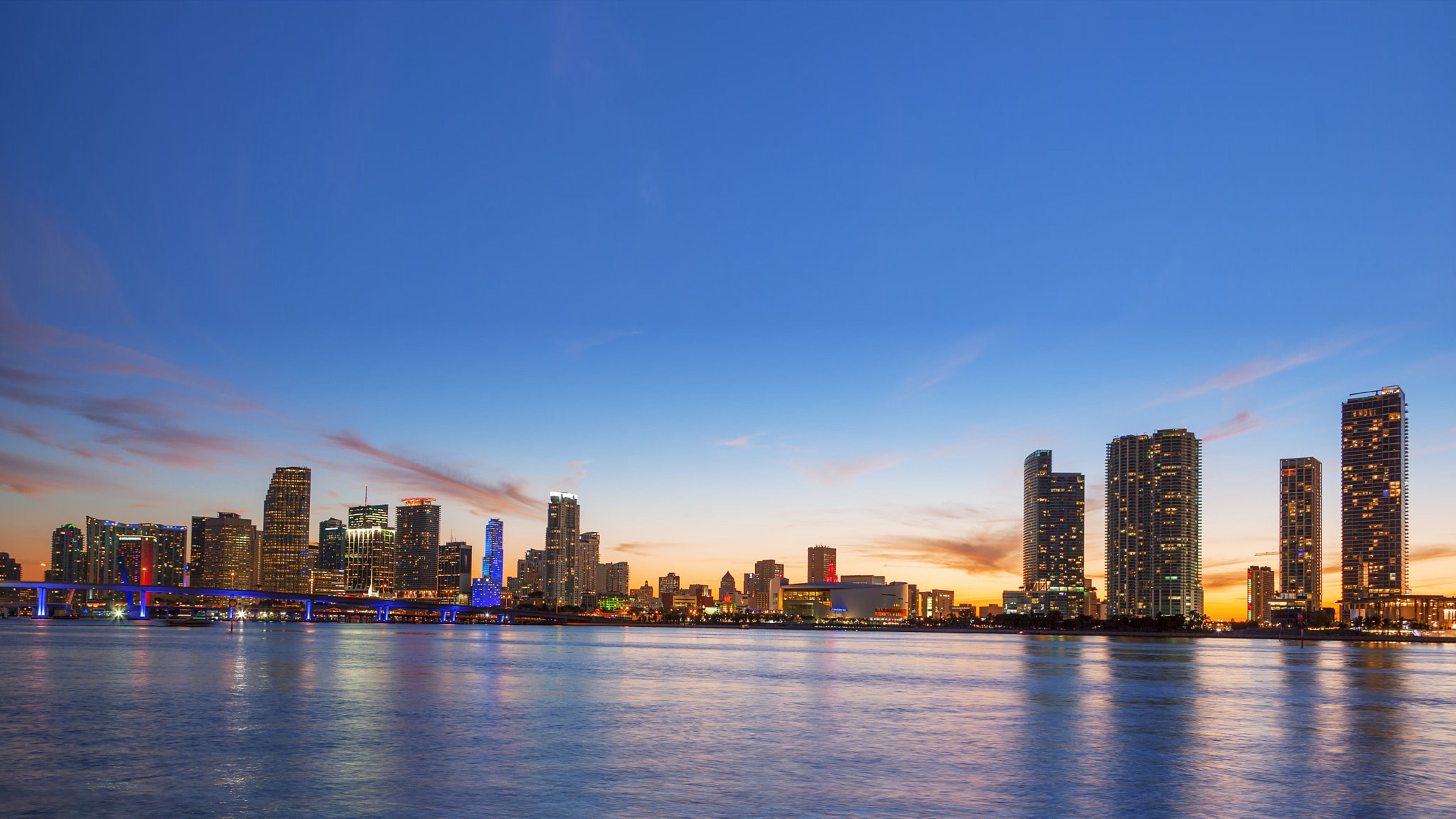 Skyline Miami al tramonto, 3840x2160 UHD, Notebook