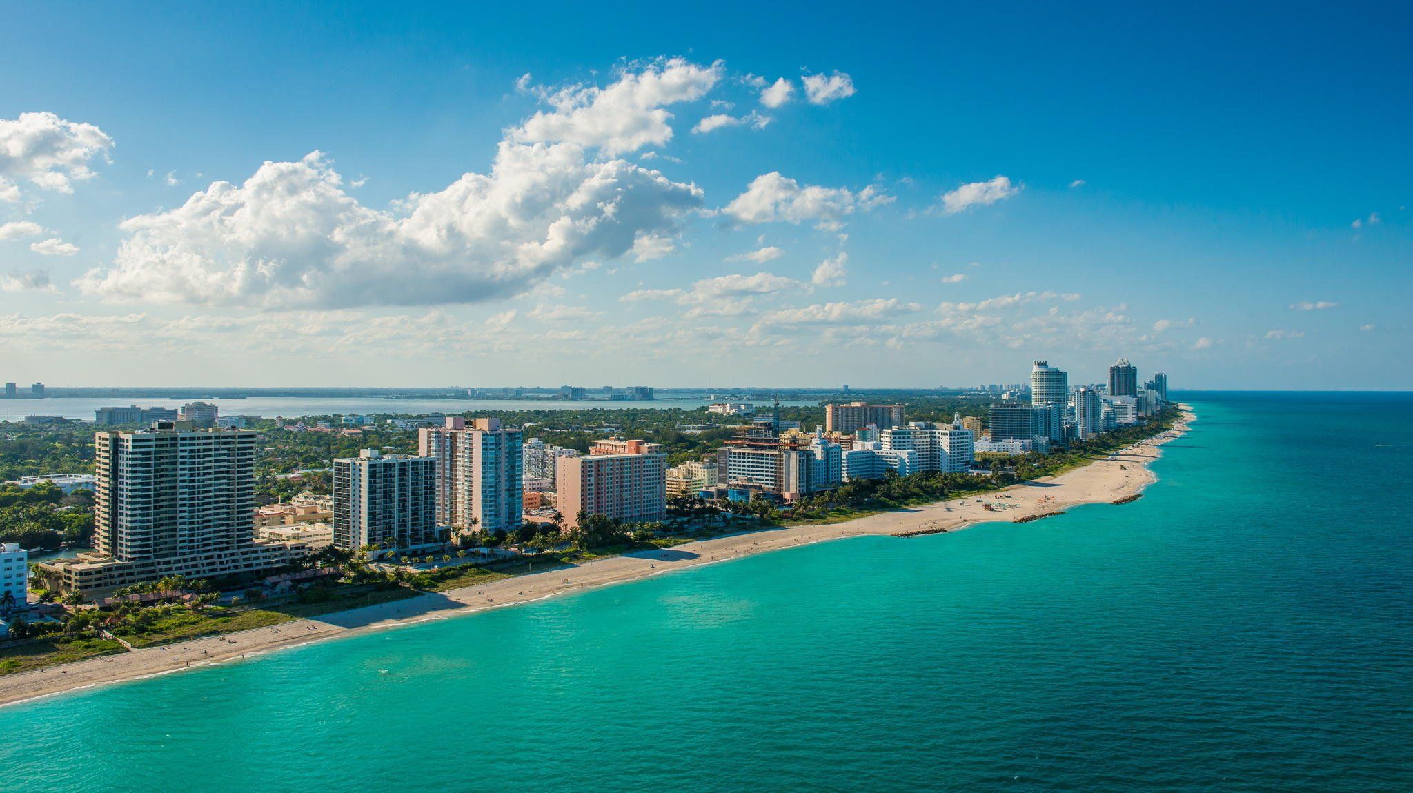 Vista aerea Miami Beach, 2048x1150 alta risoluzione, Notebook Gaming
