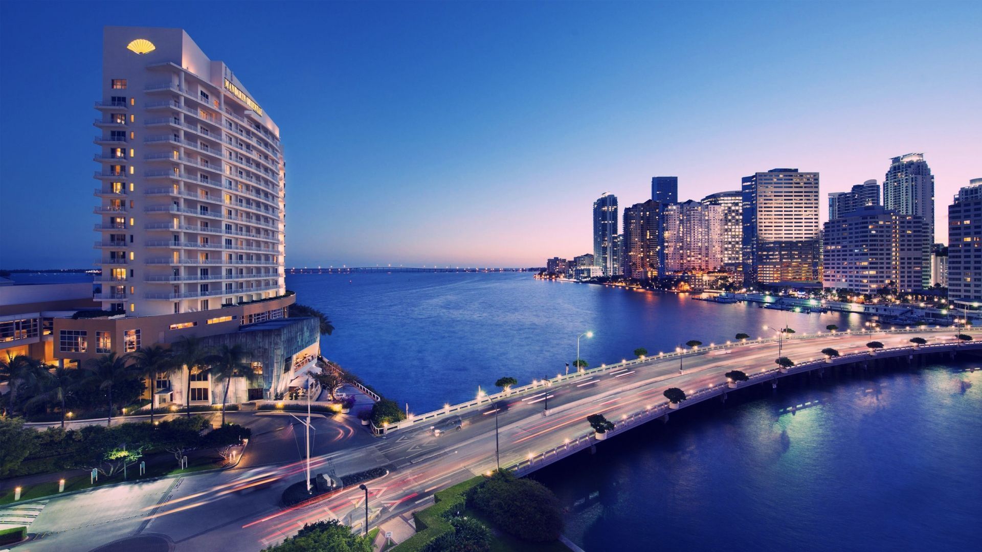 Miami skyline al tramonto, 1920x1080 Full HD 1080p, Notebook