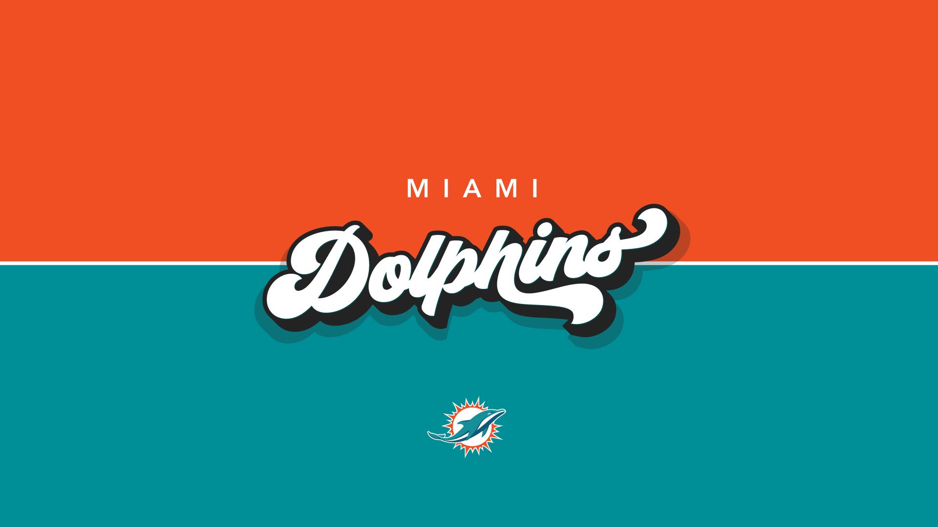 Logo Miami Dolphins arancione turchese, 1920x1080 Full HD, Ultrabook