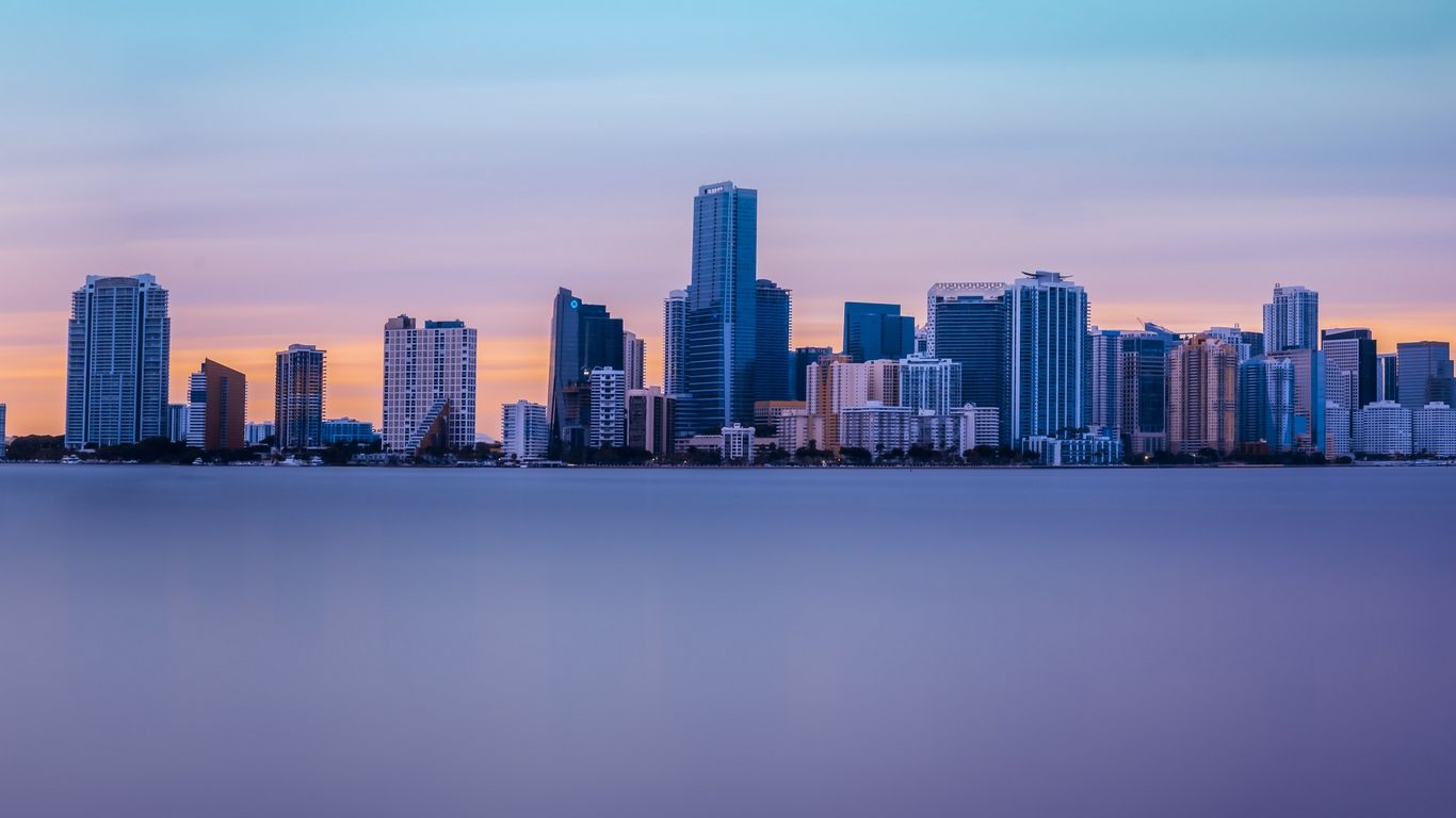 Skyline di Miami al tramonto, 1366x768 720p, HP Laptop