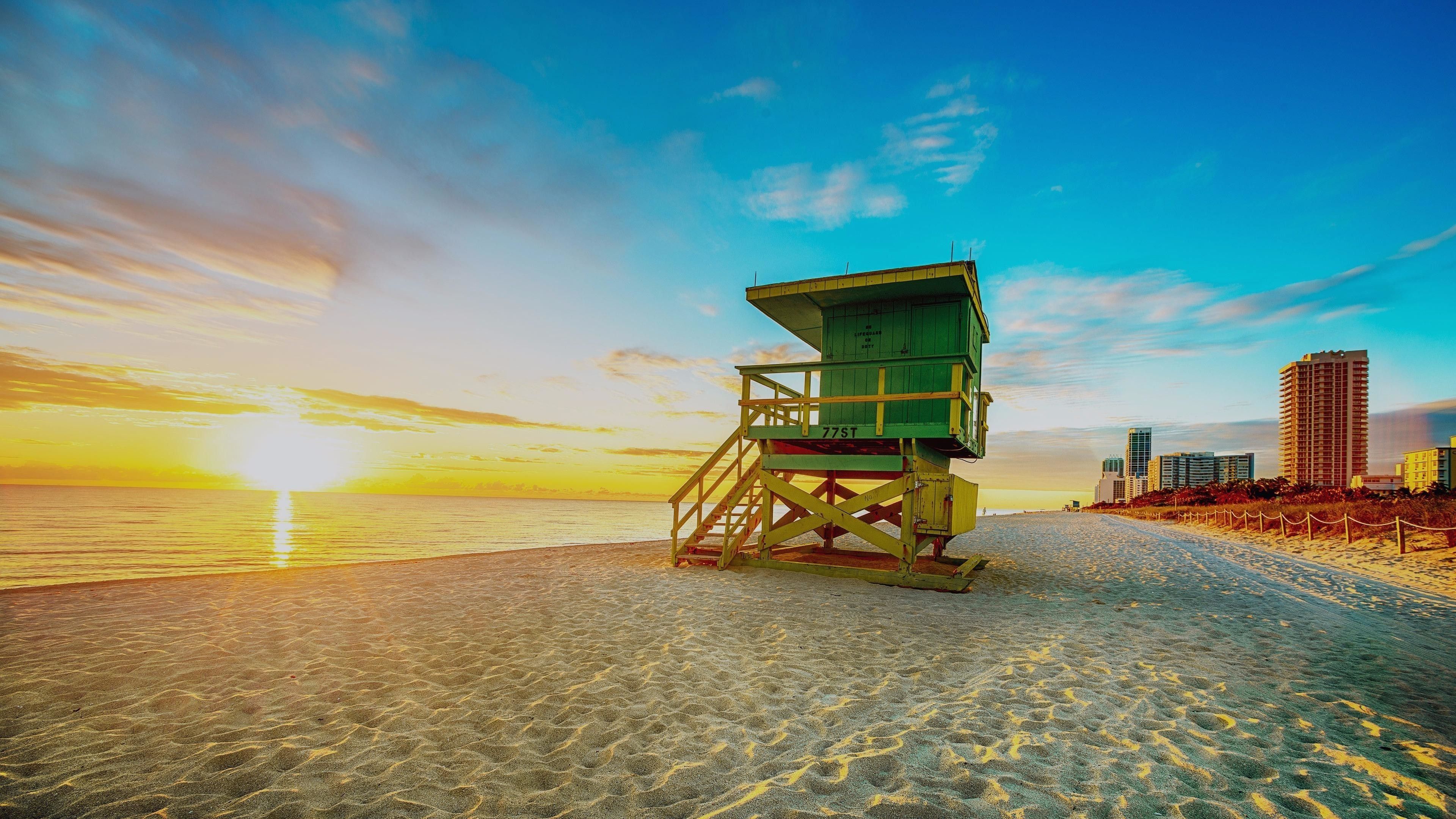 Torretta bagnino spiaggia Miami, 3840x2160 UHD, Notebook
