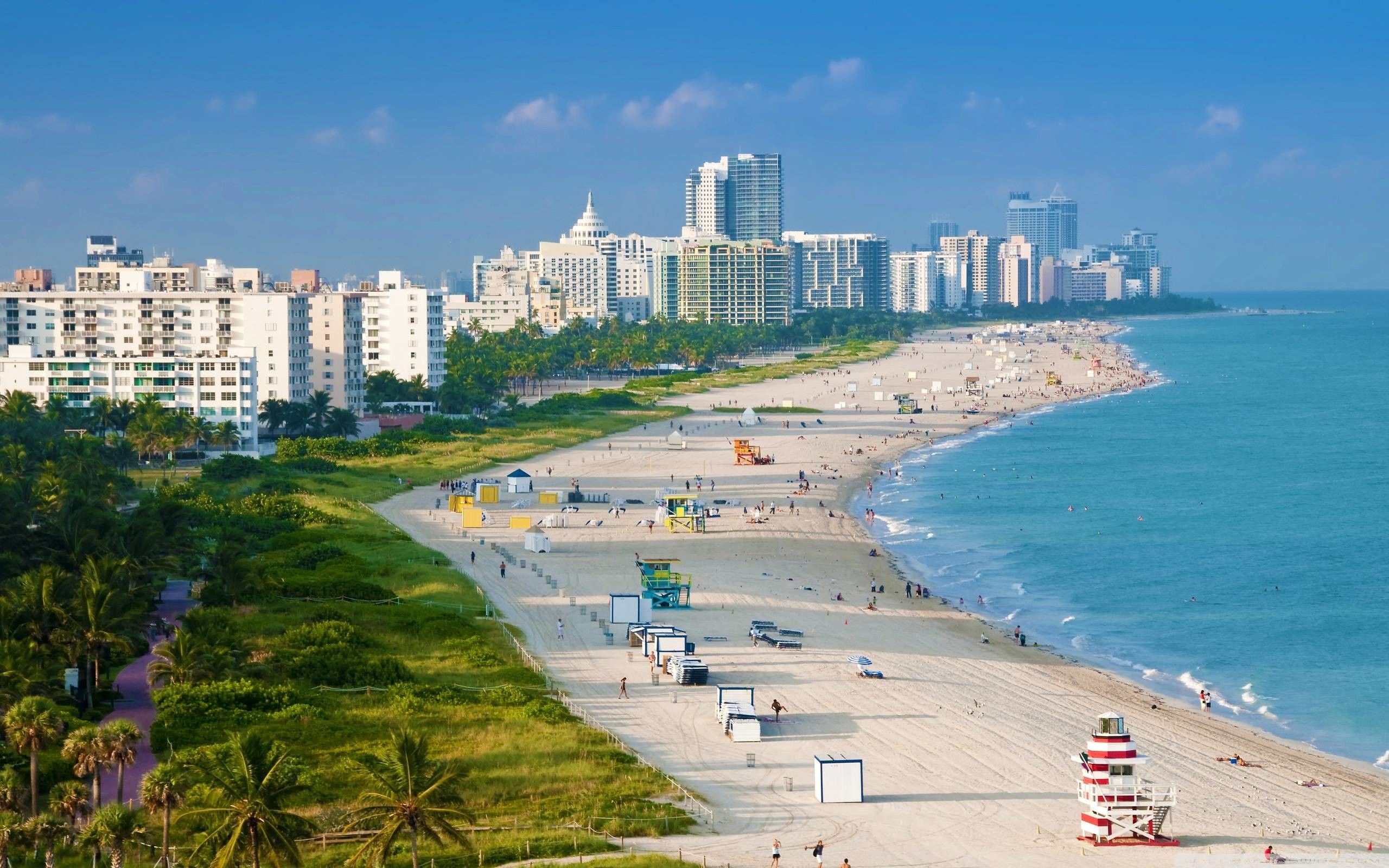 Spiaggia di Miami con skyline, 2560x1600 2K, ROG Asus Laptop