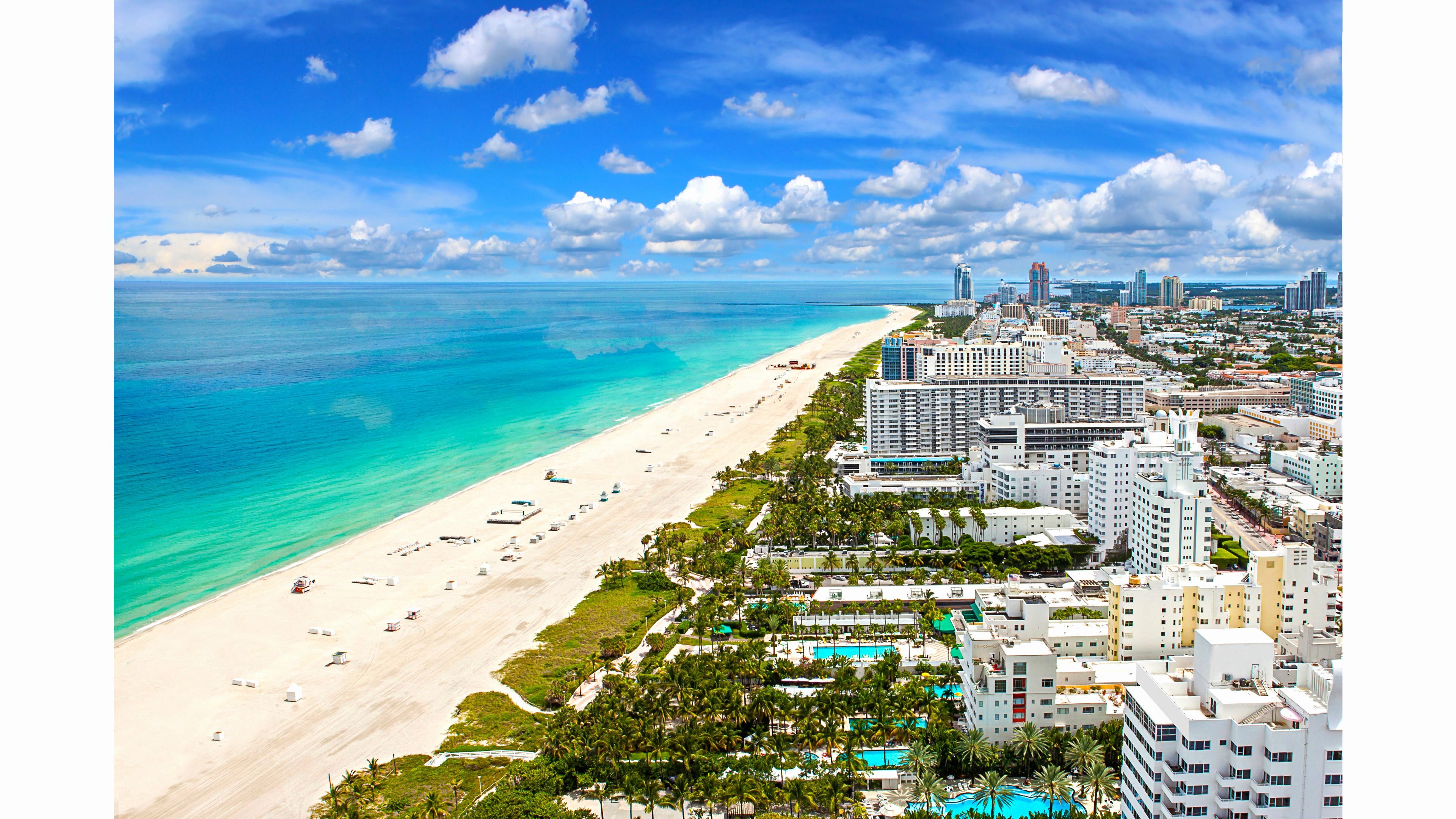 Vista aerea spiaggia Miami, 3840x2160 UHD, HP Laptop
