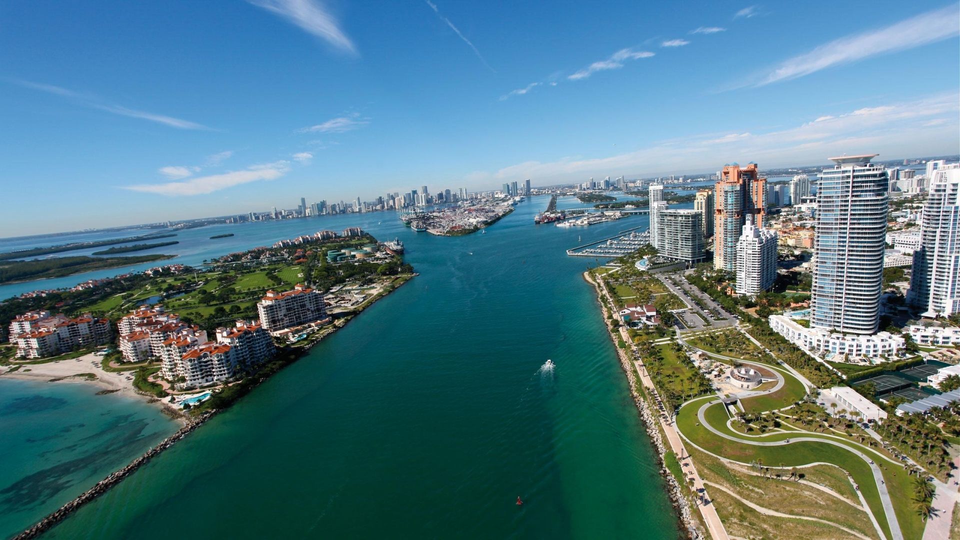 Miami vista aerea città oceano, 1920x1080 Full HD 1080p, Acer Nitro