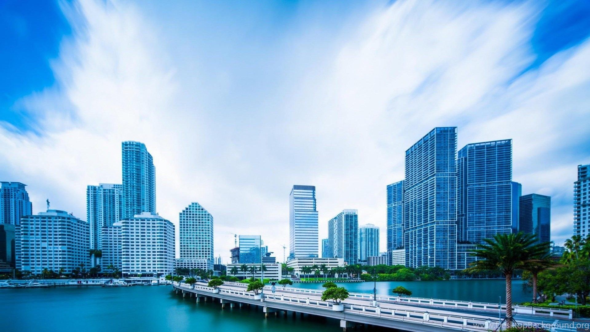 Skyline città Miami baia, 1920x1080 1080p, Notebook