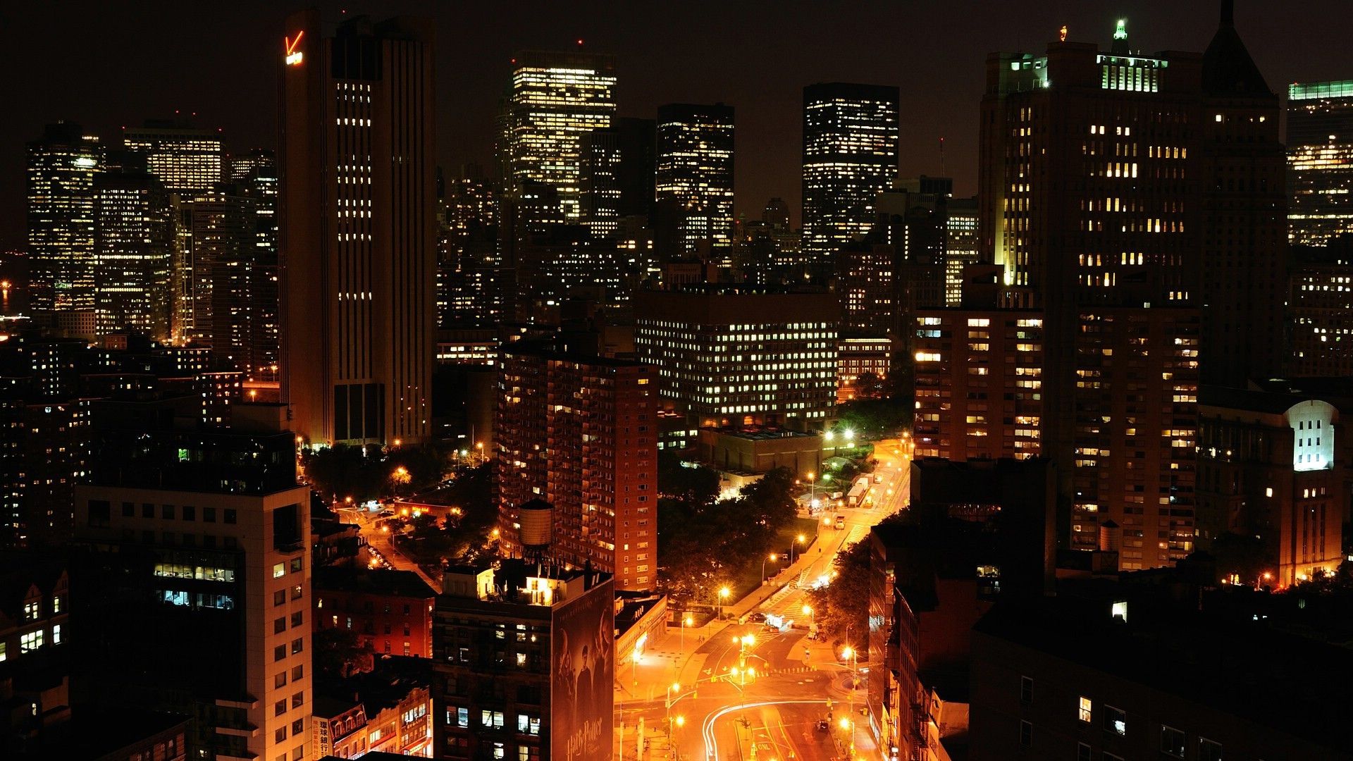 Skyline notturno città illuminata, 1920x1080 1080p, ROG Asus Laptop