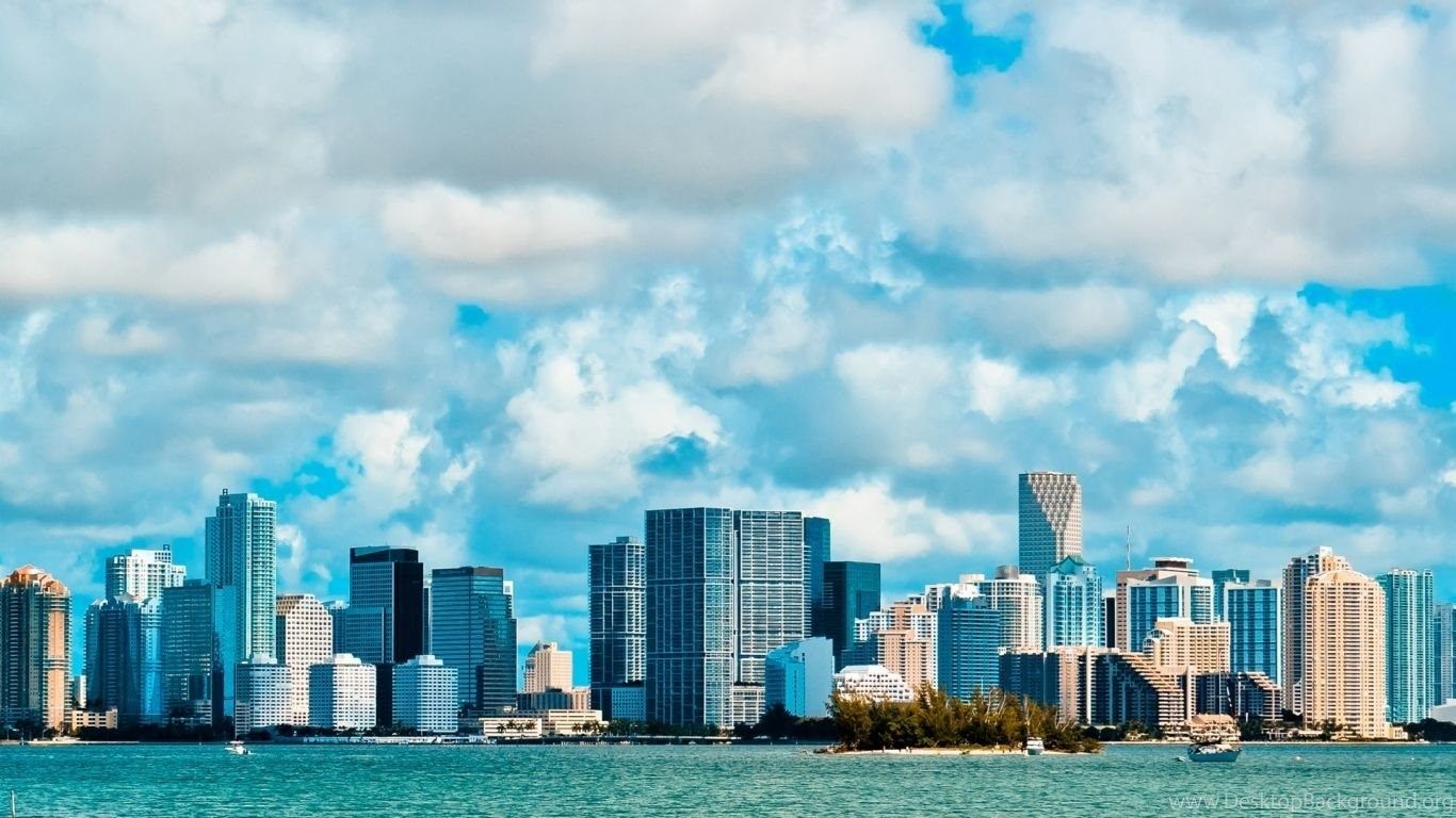 Skyline di Miami sul mare, 1366x768 720p, Ultrabook
