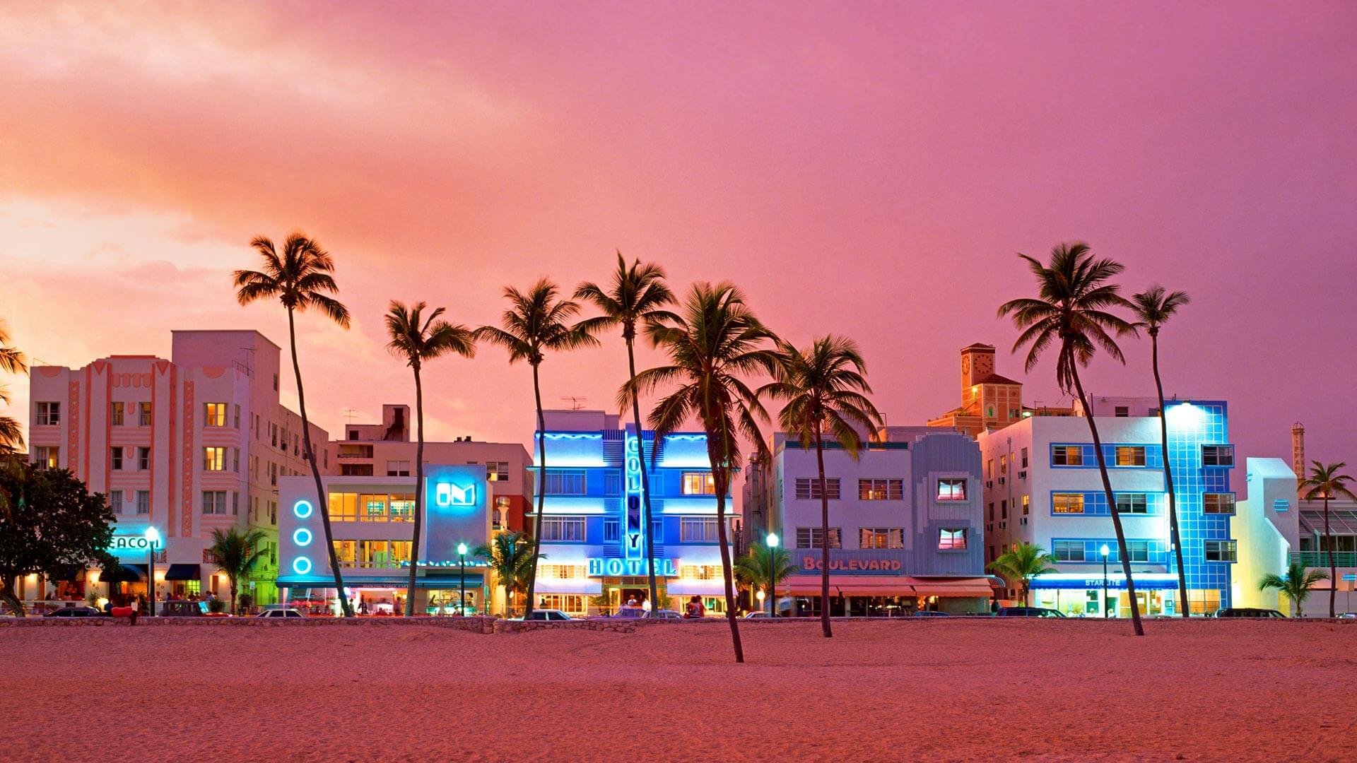 Miami Art Deco al tramonto, 1920x1080 Full HD, Desktop