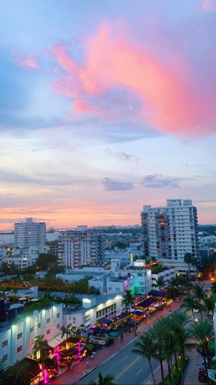 Skyline Miami al tramonto, 720x1280 Full HD Verticale, iPhone